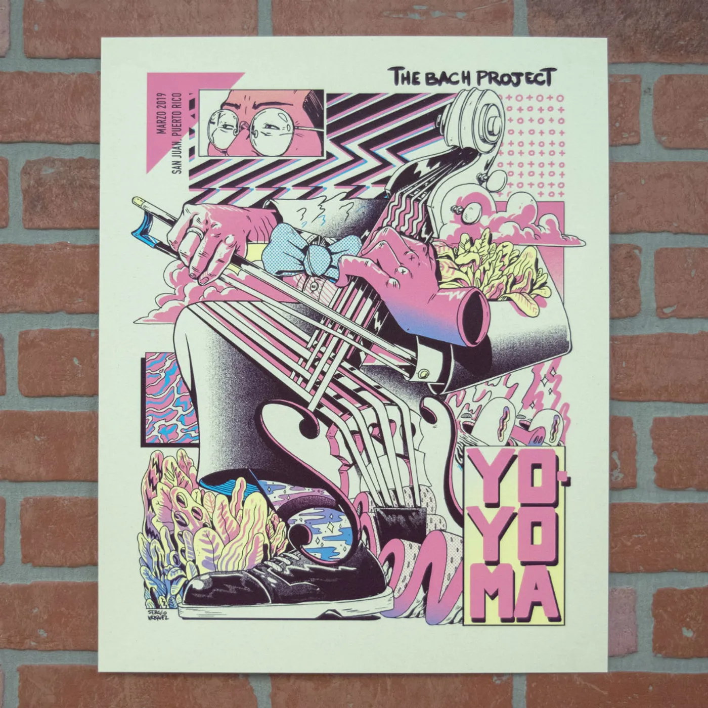 Yo-Yo Ma Poster by Sergio Vazquez: Bach Project in Puerto Rico 2019
