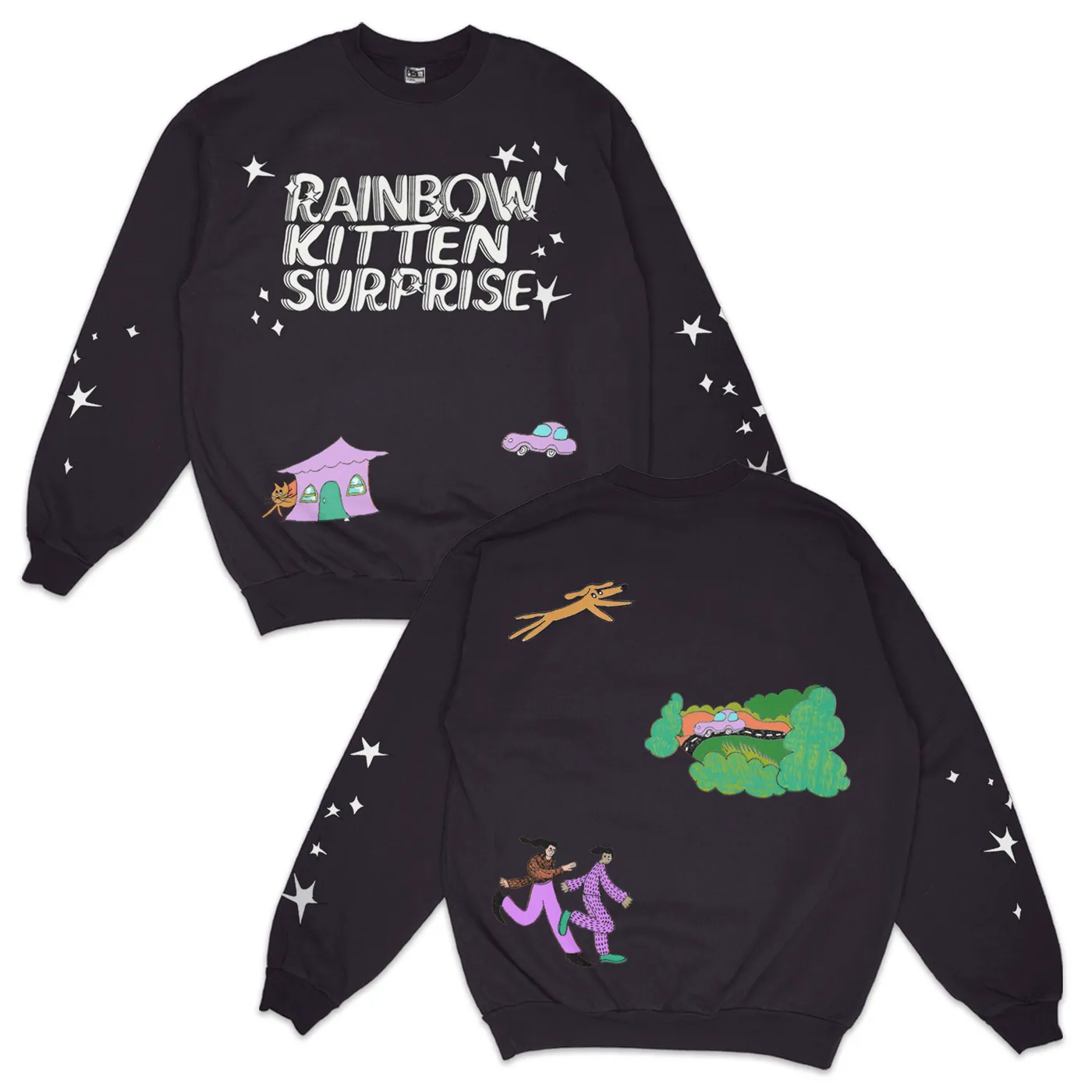 Rainbow Kitten Surprise Kitty Folk Crewneck Sweatshirt