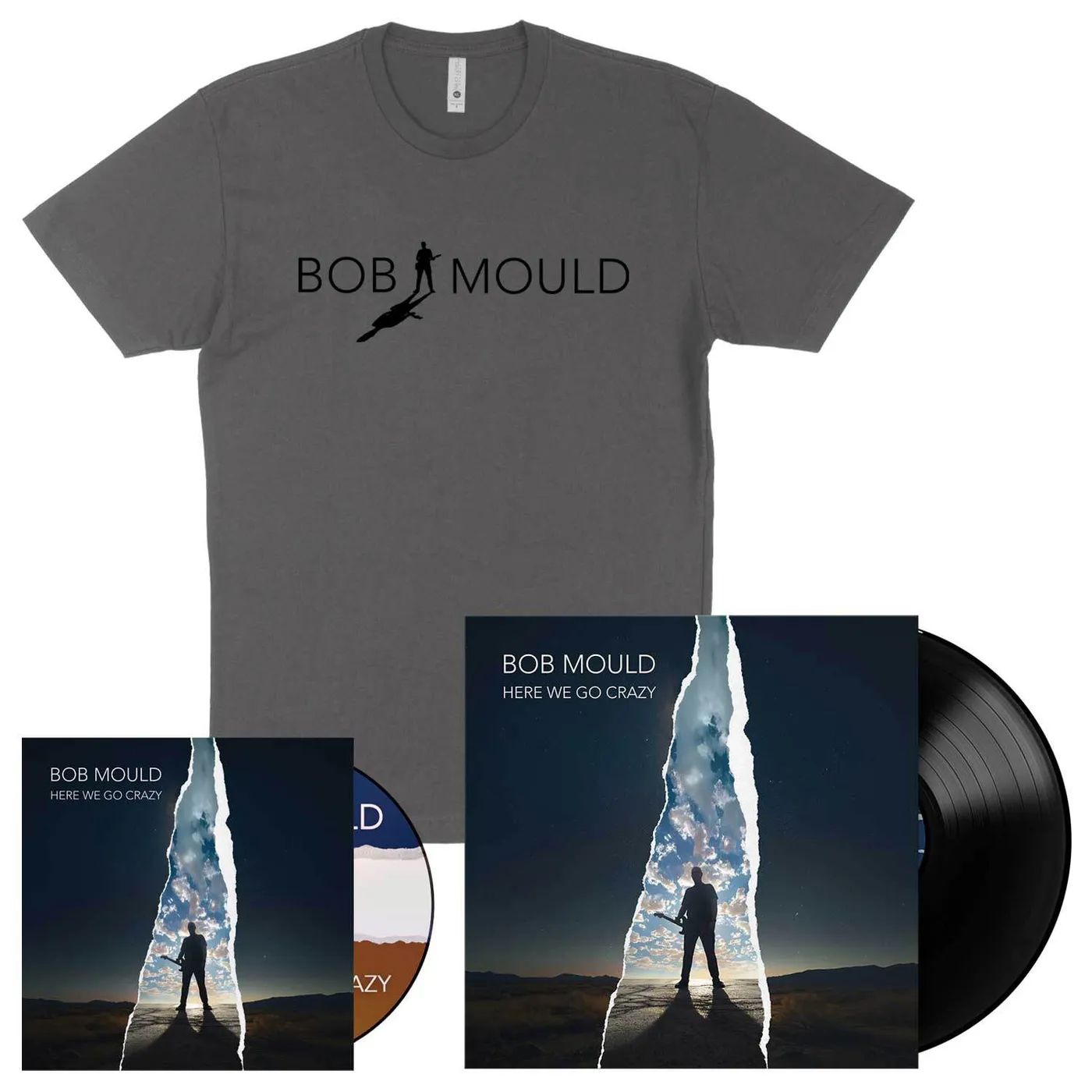 Bob Mould Here We Go Crazy CD + Vinyl + Shirt Bundle
