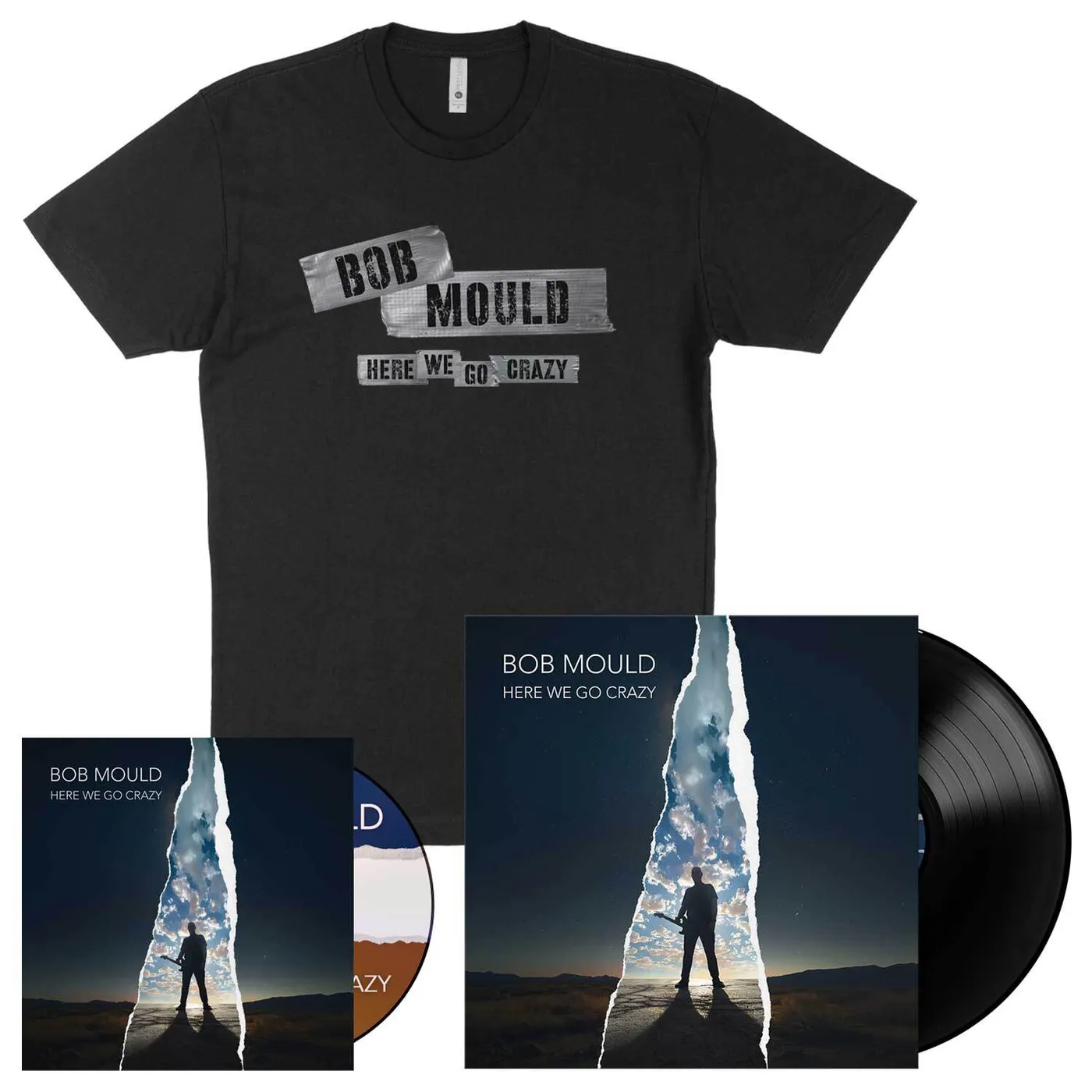 Bob Mould Here We Go Crazy CD + Vinyl + Shirt Bundle