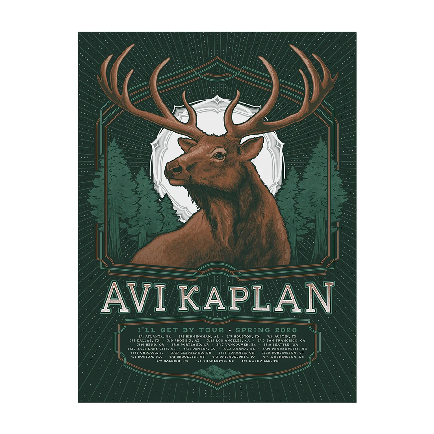 Avi Kaplan Green 2020 I'll Get By Tour Poster