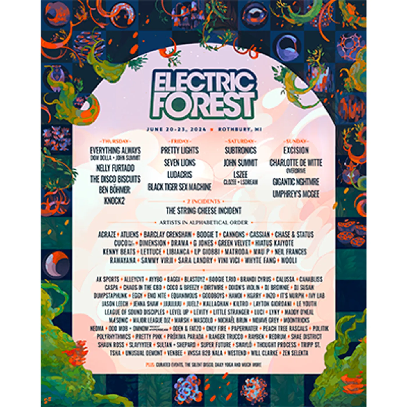 Electric Forest Festival 2024 Line Up Poster