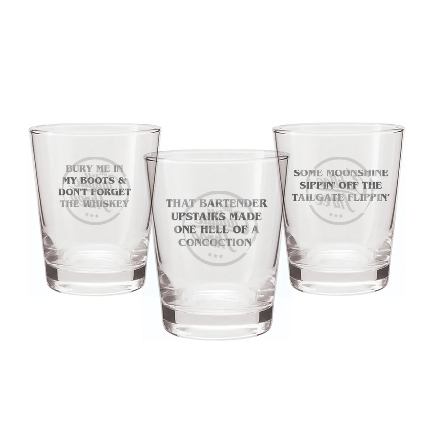 The Cadillac Three TC3 10th Anniversary Whiskey Glasses- Set of 3