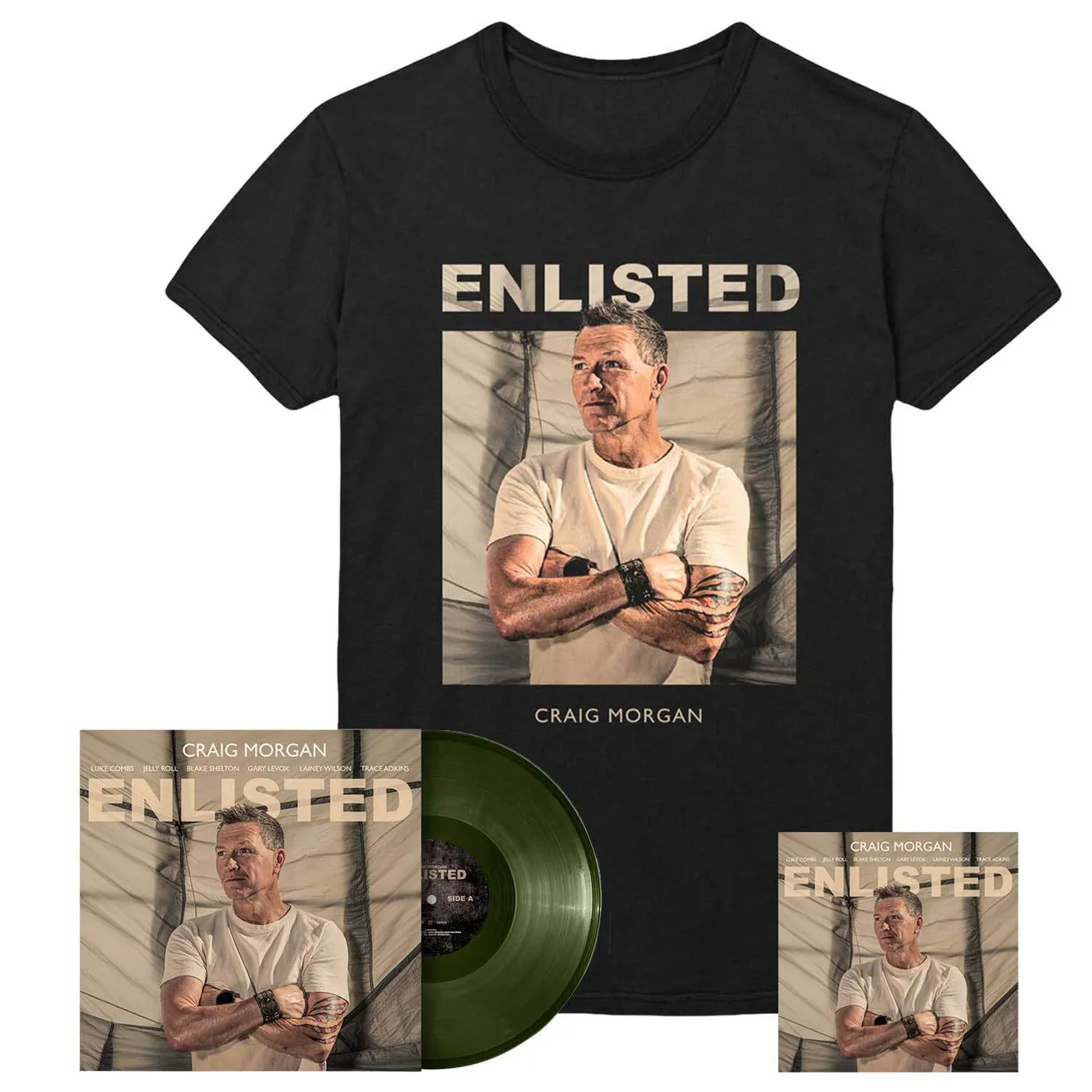 Craig Morgan Enlisted Tee Vinyl CD Bundle