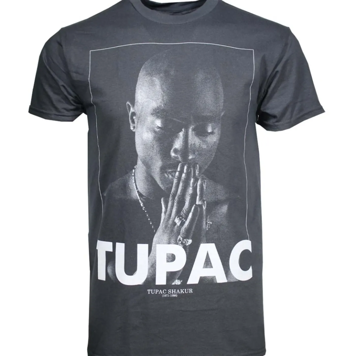 Tupac T Shirt | Tupac Praying Charcoal Heather Men's T-Shirt