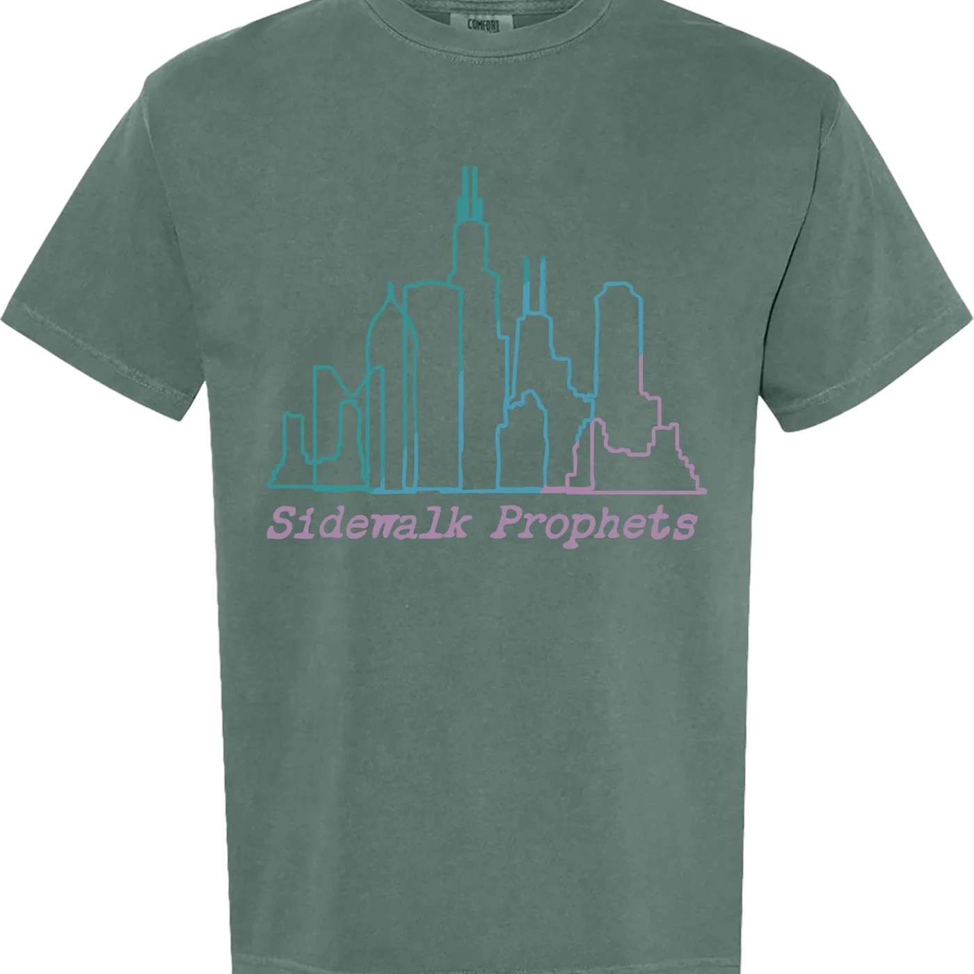 Sidewalk Prophets Looking Up Chicago Skyline Lyric Tee