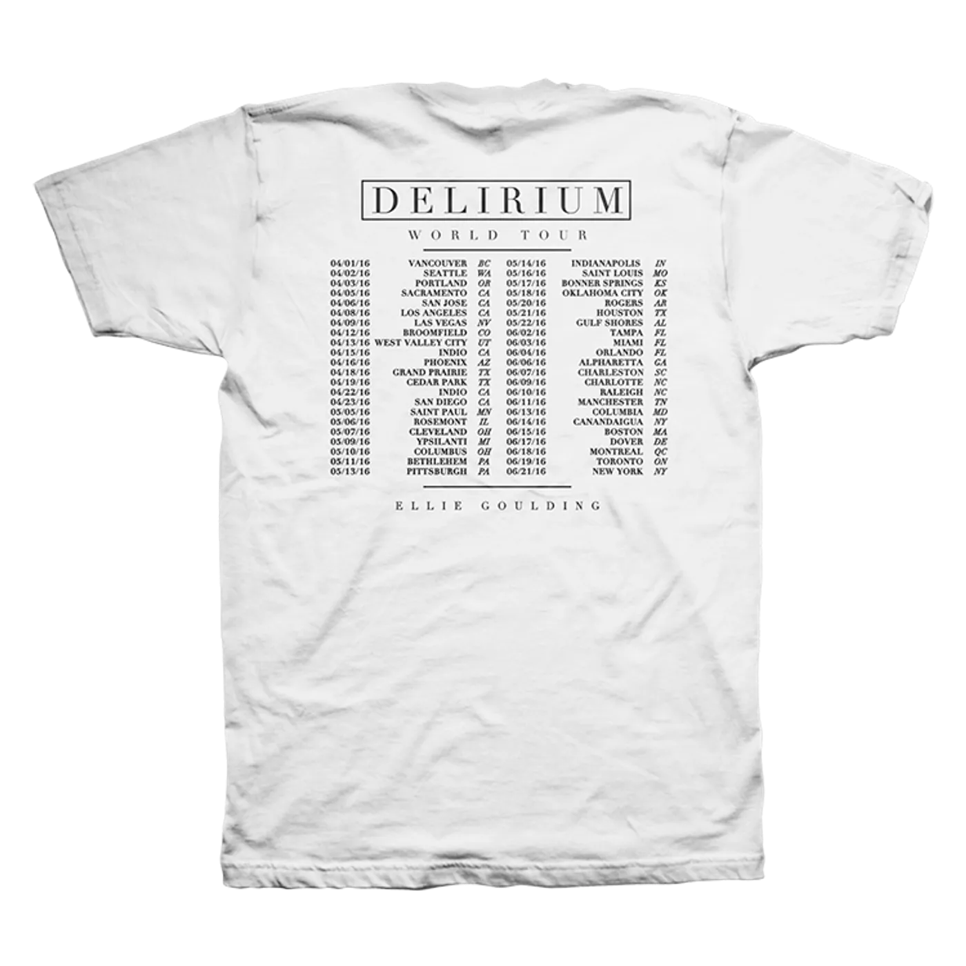 Ellie Goulding Delirium N.A. Tour Tee
