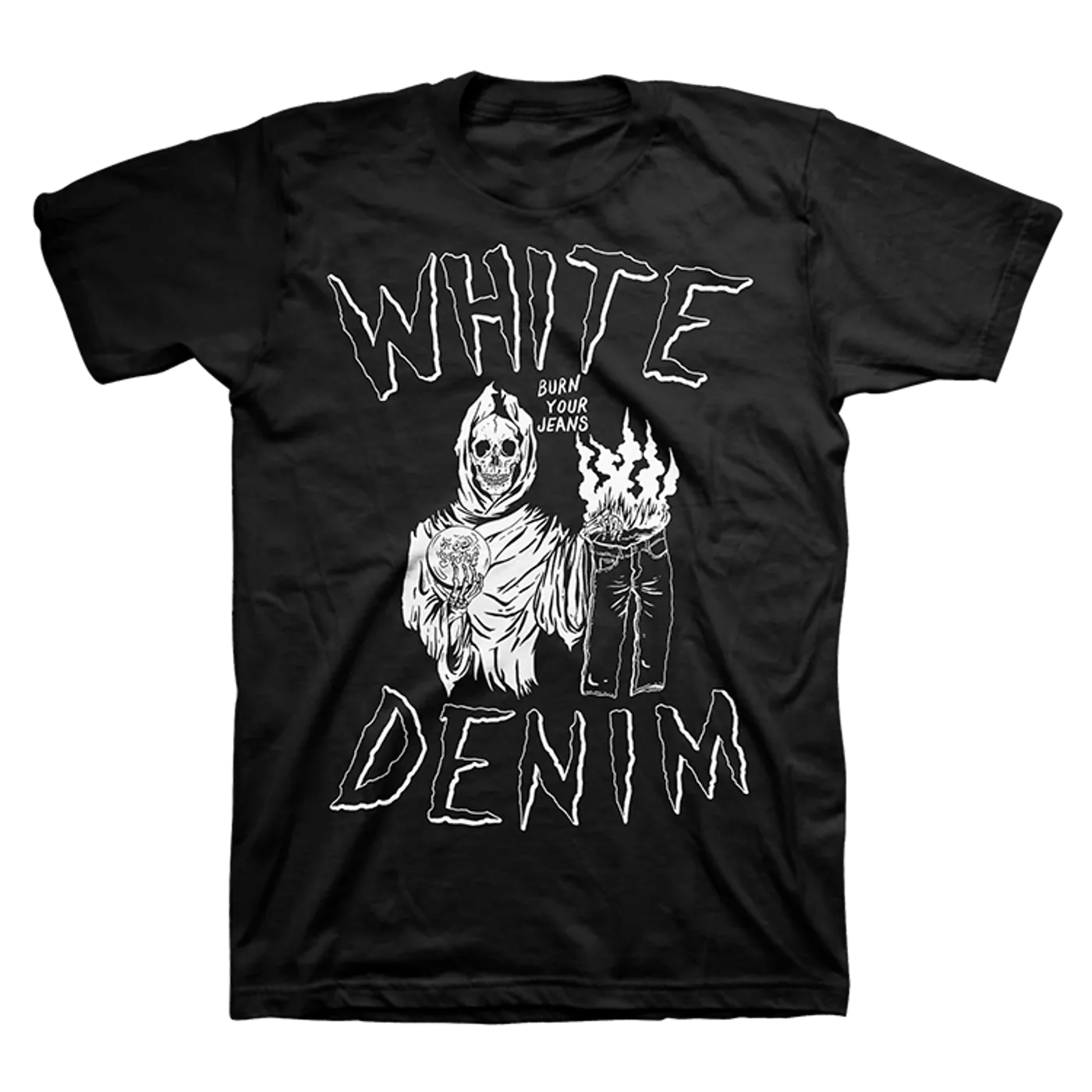 White Denim Burn Your Jeans Tee