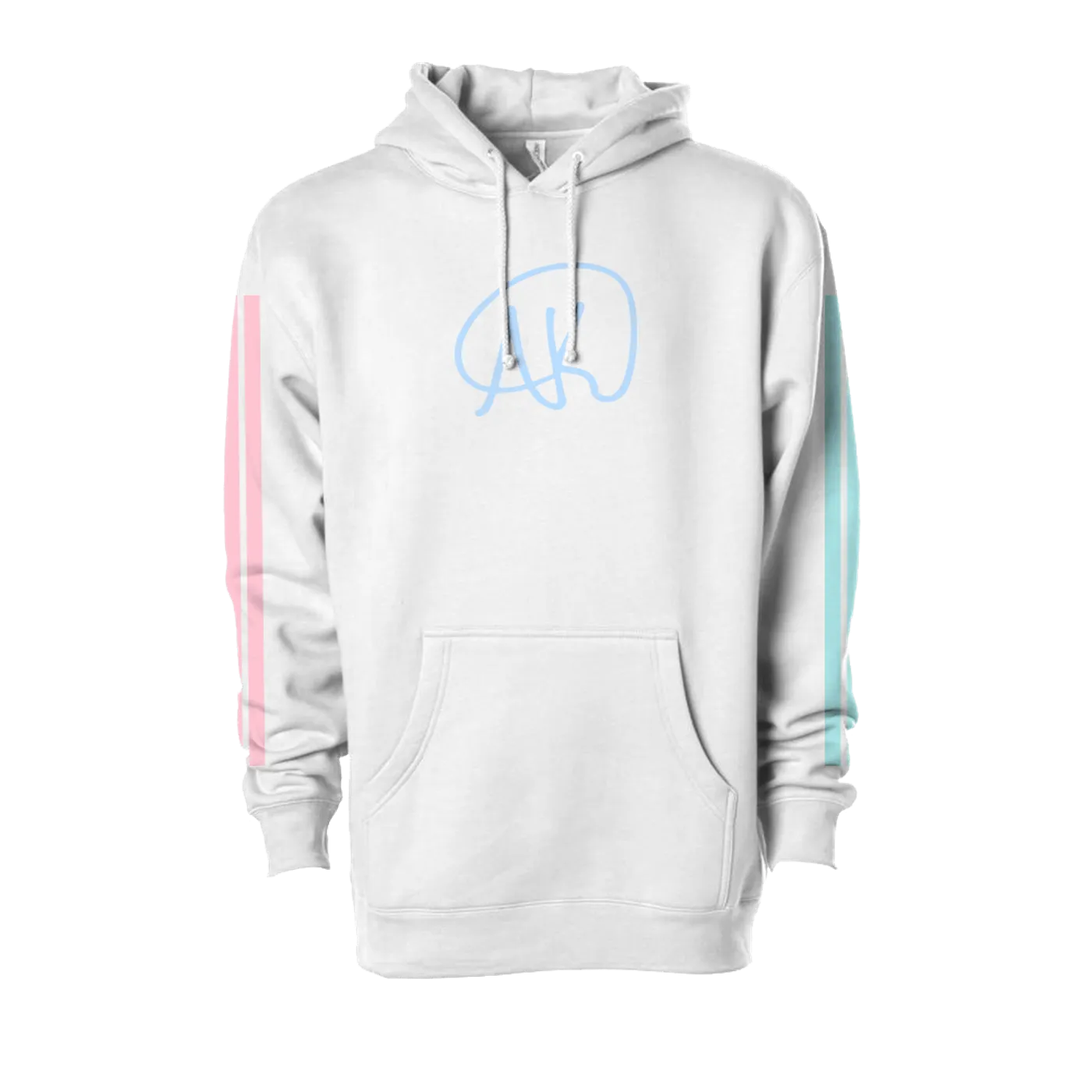 AK White Logo Hoodie with Stripes