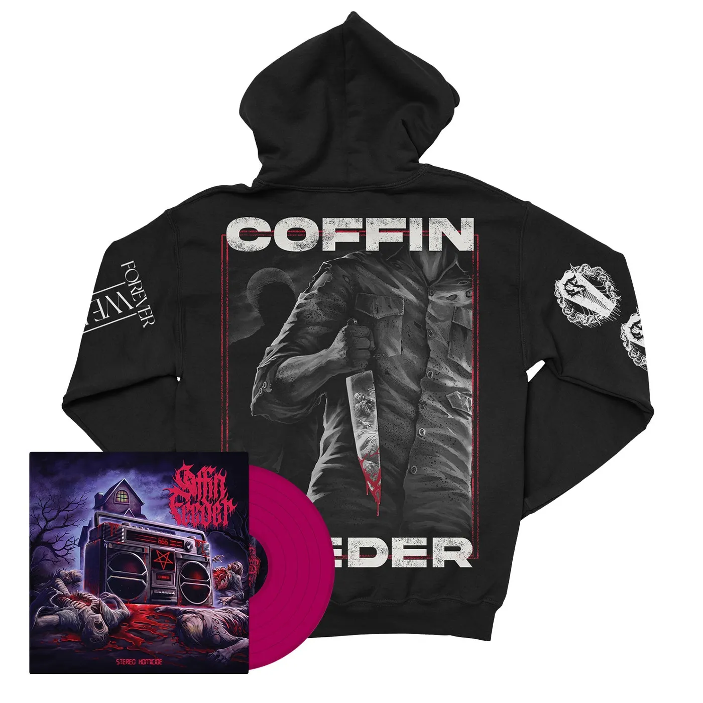Coffin Feeder "Stereo Homicide Hoodie + Violet Vinyl" Bundle
