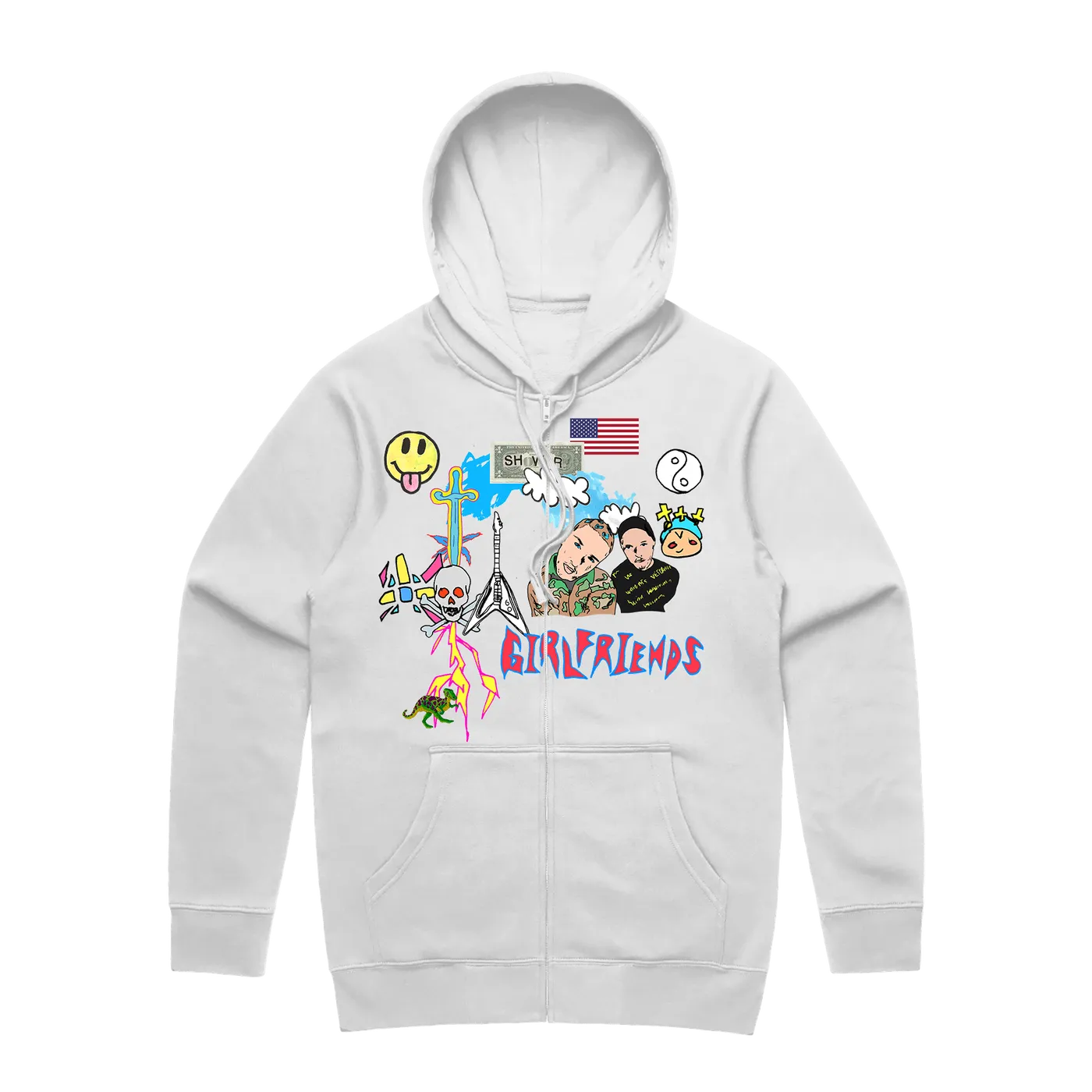 girlfriends (e)motion sickness zip-up hoodie - white