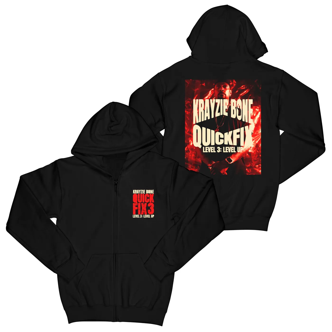 Krayzie Bone Level Up "BLACK" Zip Up Hoodie