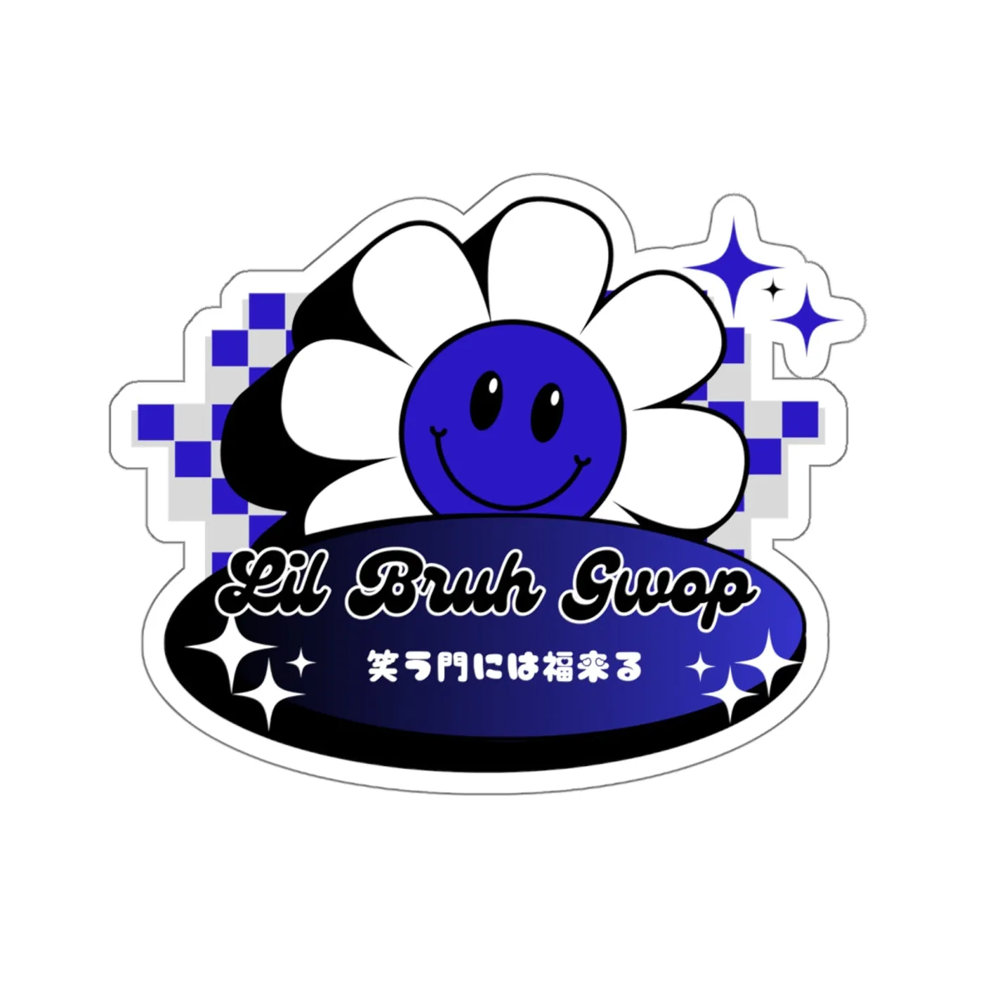 Lil Bruh Gwop SMILE FLOWER STICKER - BLUE