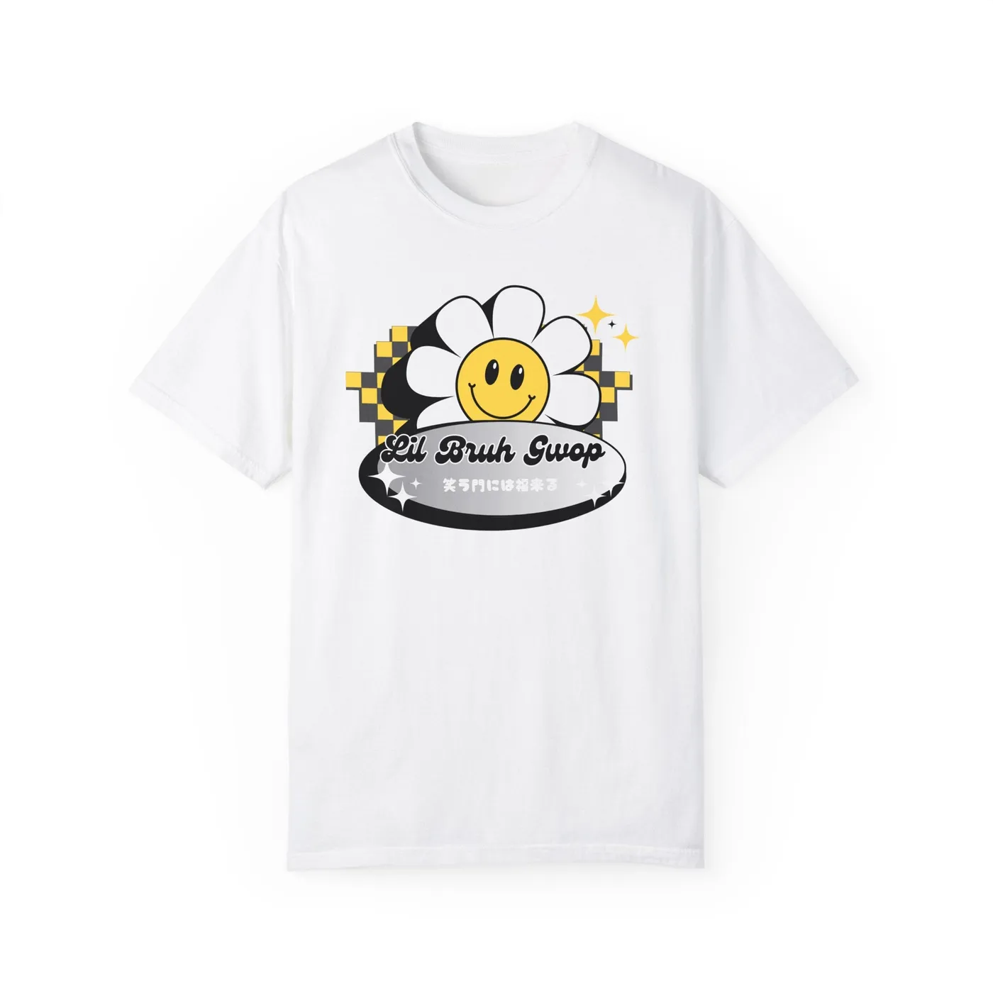 Lil Bruh Gwop SMILE FLOWER TEE - WHITE/YELLOW