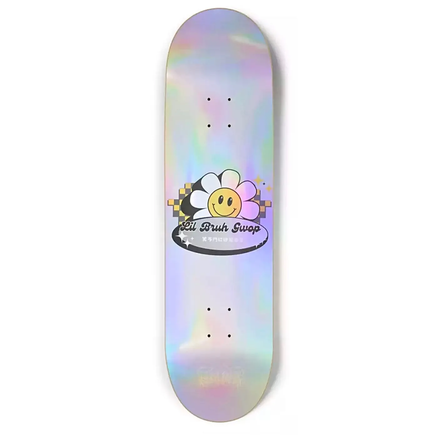 Lil Bruh Gwop SMILE FLOWER HOLOGRAPHIC SKATEBOARD 8.75"