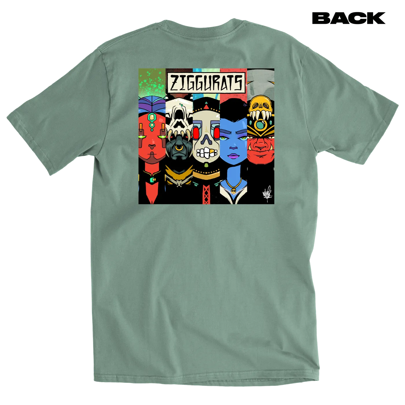 Mike Shinoda Ziggurats Sage Green Cover Tee