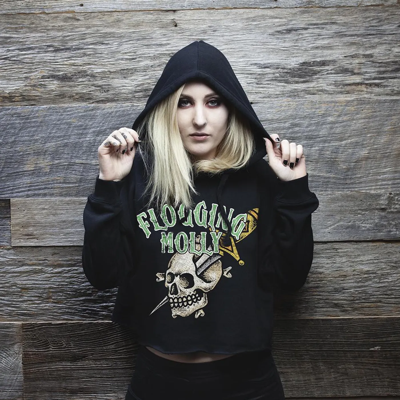 Flogging Molly Skull Dagger Crop Hoodie