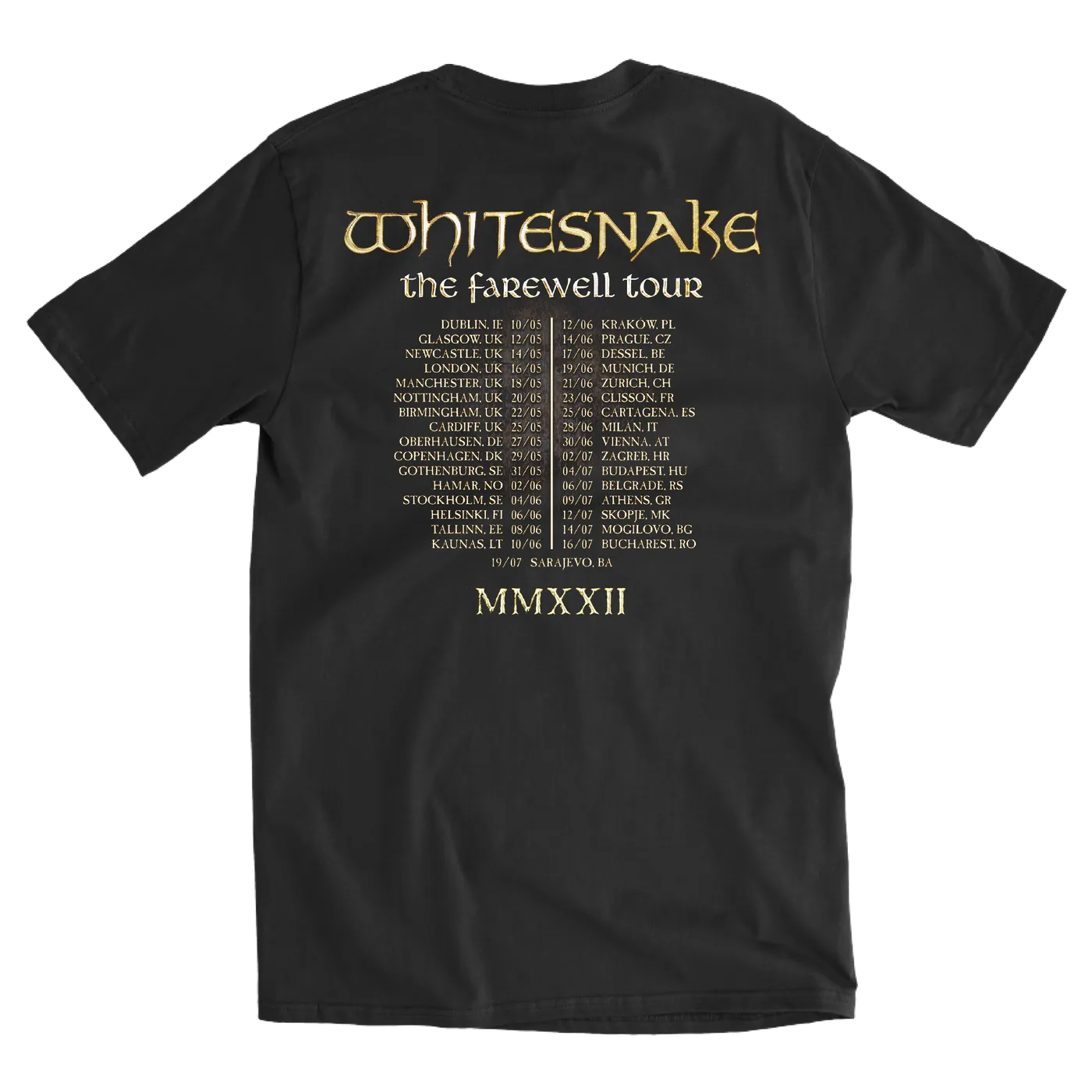 Whitesnake The Farewell EU/UK 2022 Tour Black Tee