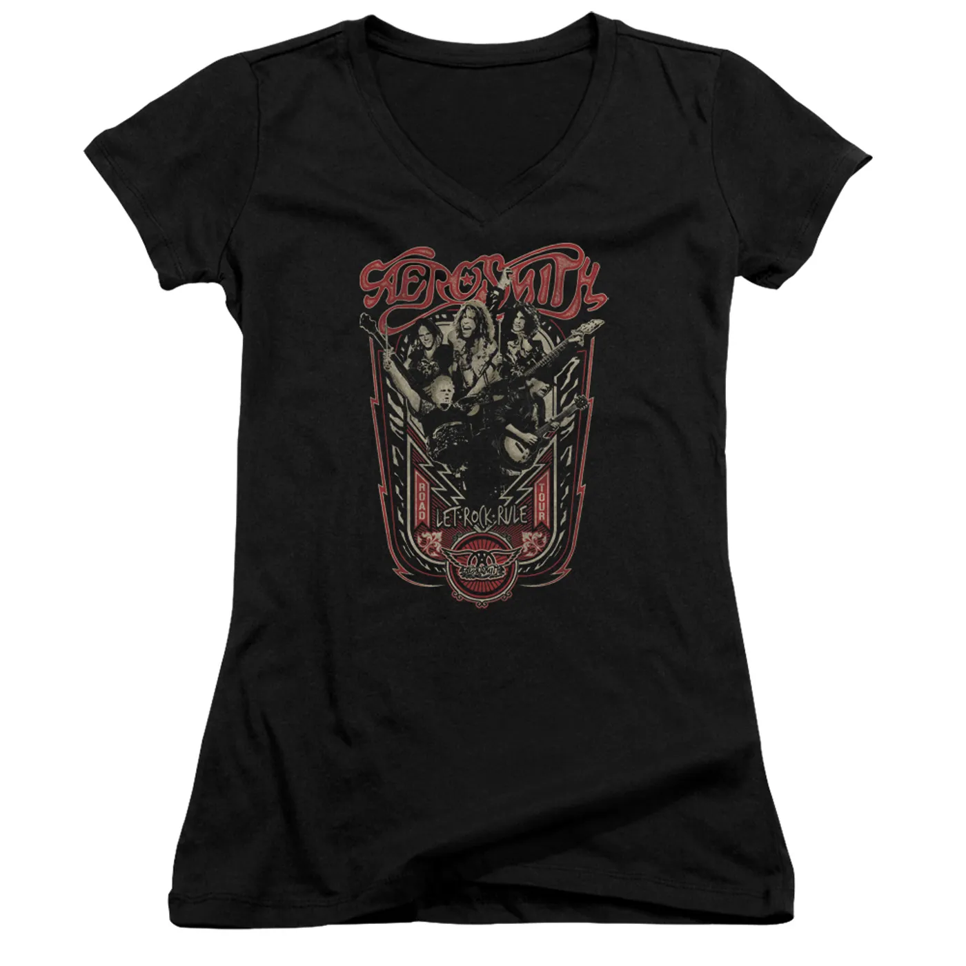 Aerosmith Junior's V-Neck Shirt | LET ROCK RULE Junior's Tee