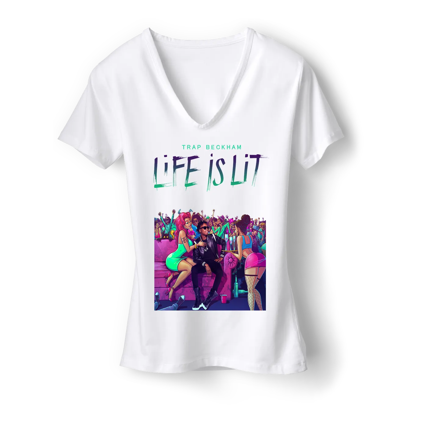 Trap Beckham Life Is Lit White T-Shirt (Womens)