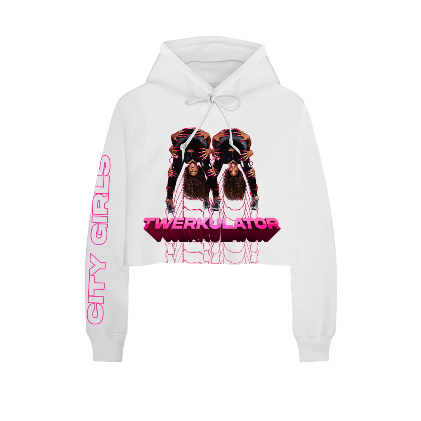 City Girls TWERKULATOR CROPPED WHITE HOODIE