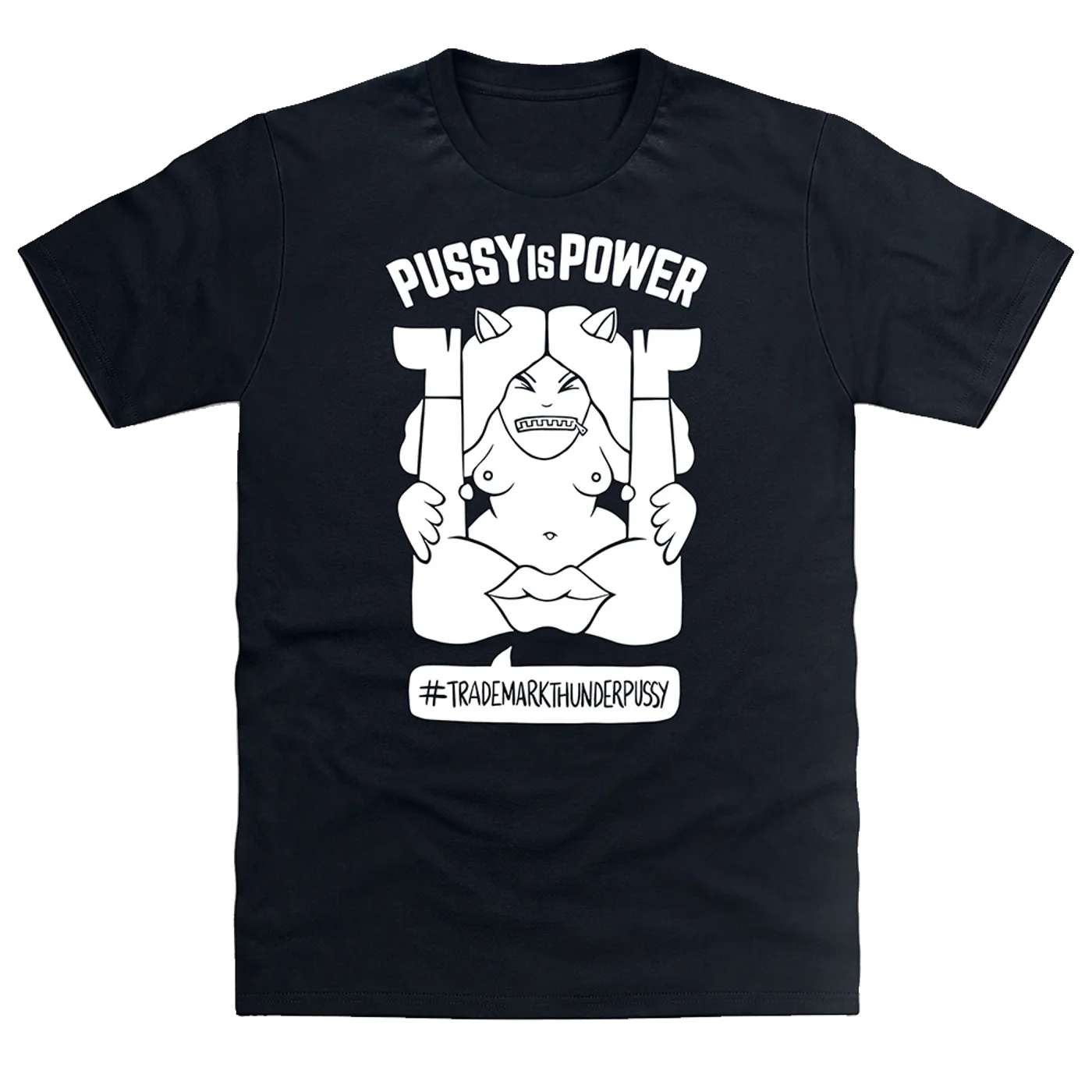 Thunderpussy Pussy is Power Black + White T-Shirt