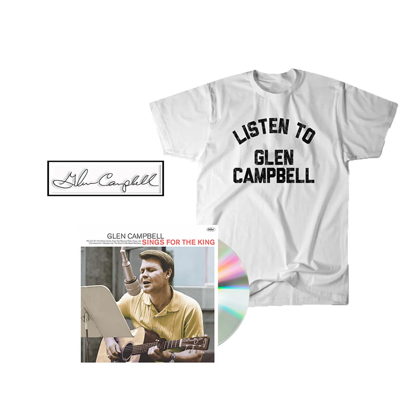 Glen Campbell Glen Sings For The King CD + Tee + Enamel Pin