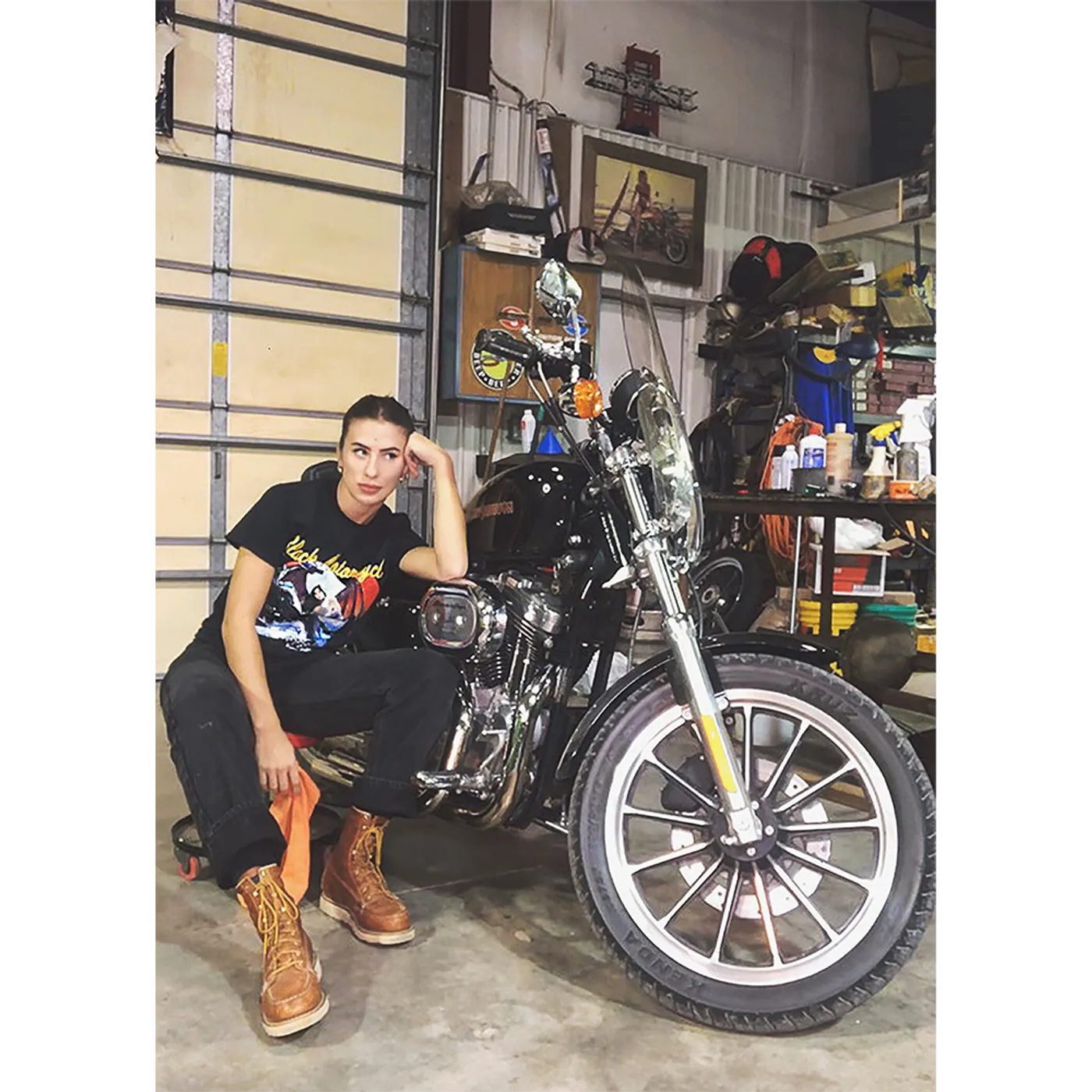 Kassi Ashton Black Motorcycle T-Shirt