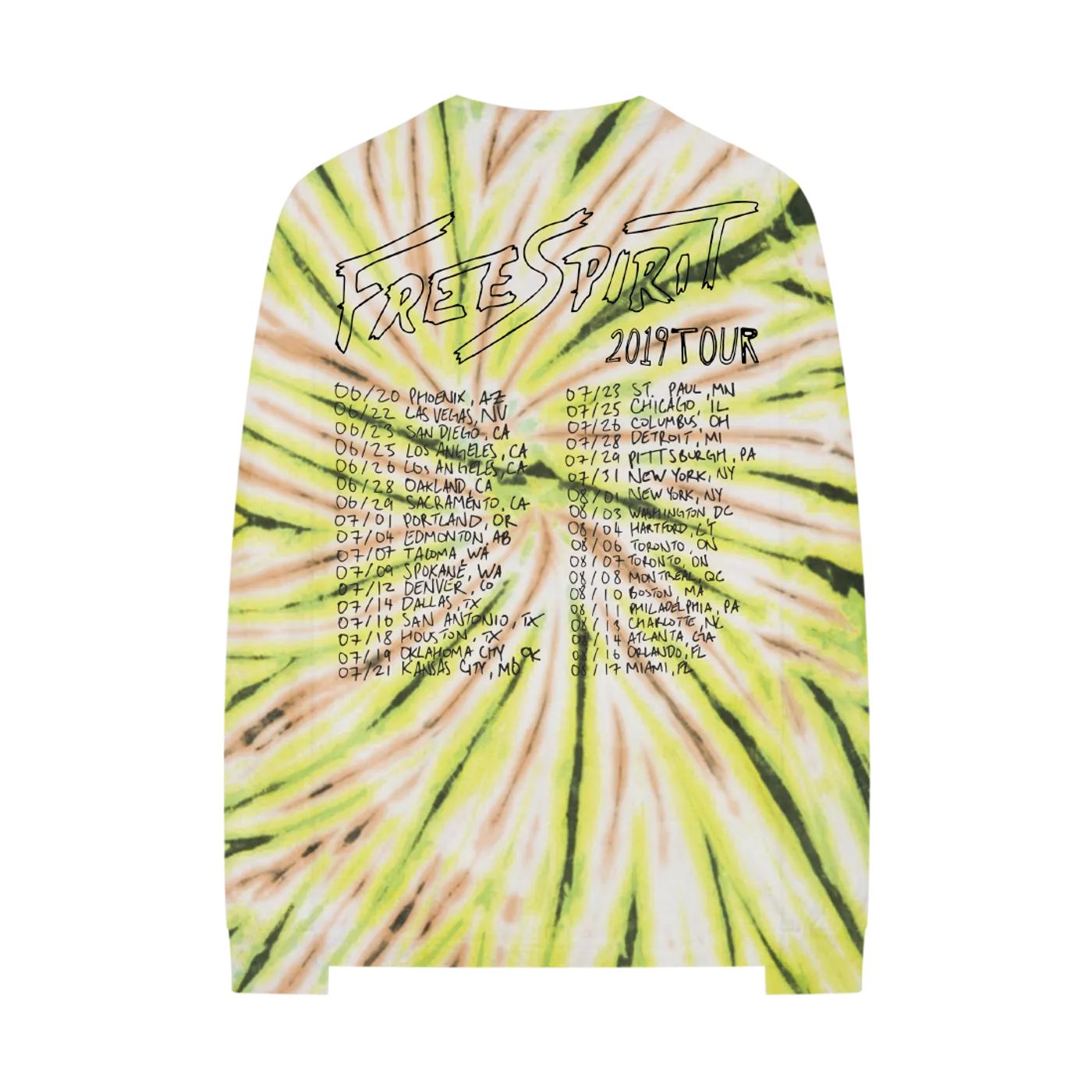 Khalid RUNNING FREE SPIRIT TOUR TIE DYE L/S T-SHIRT