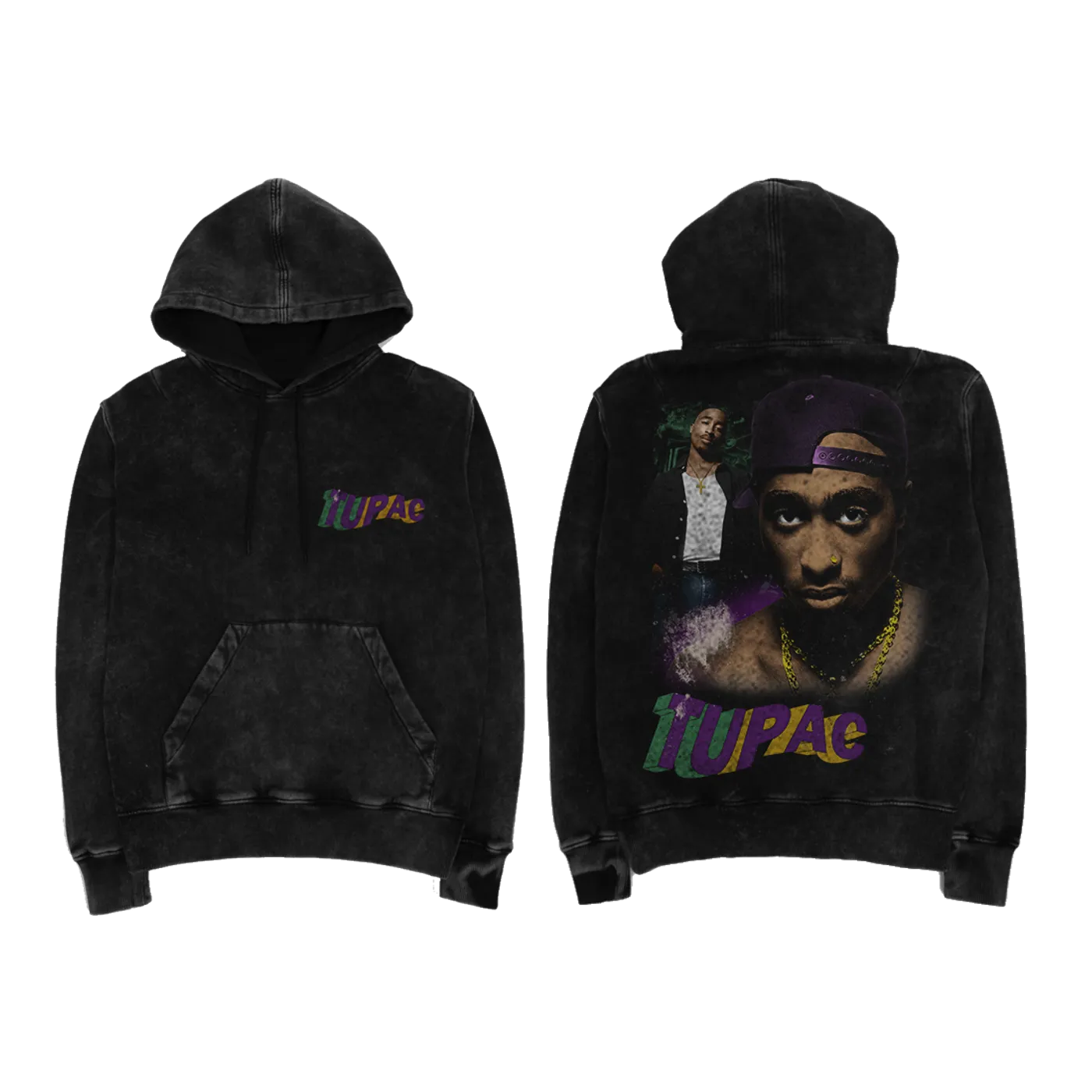 Tupac Wavy Logo Washed Hoodie
