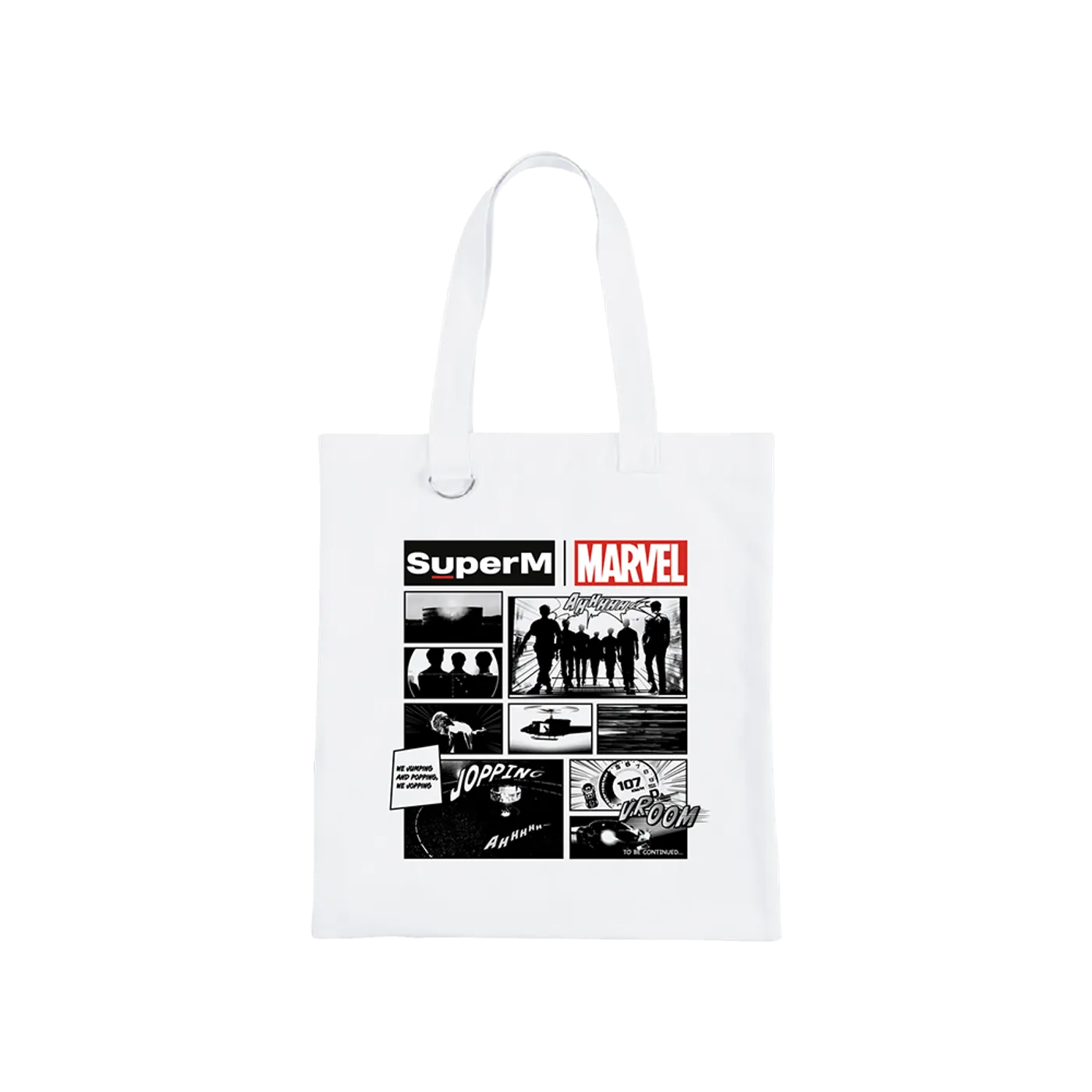 SuperM X MARVEL Cartoon Print Tote Bag