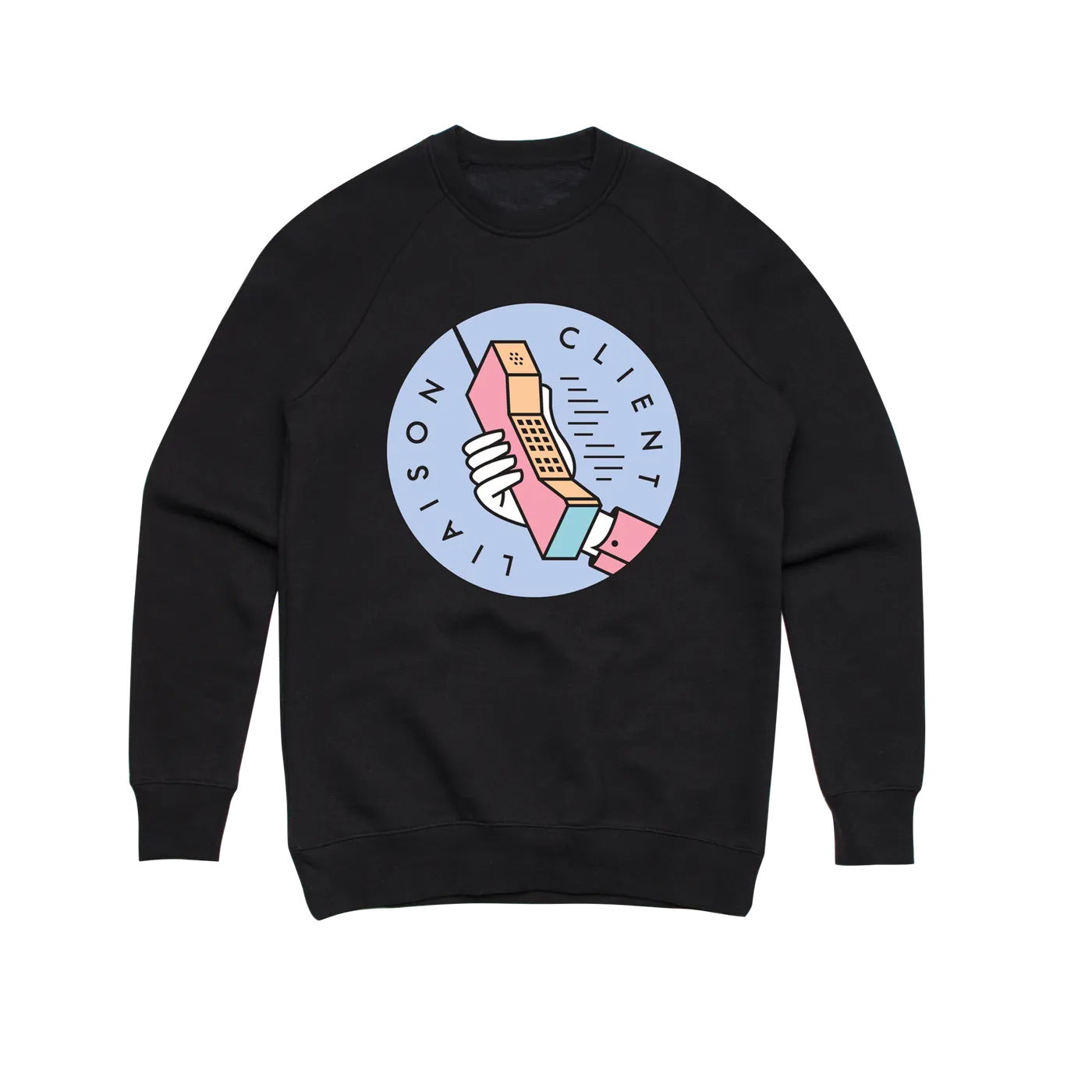 Client Liaison Phone / Black Crew Sweater