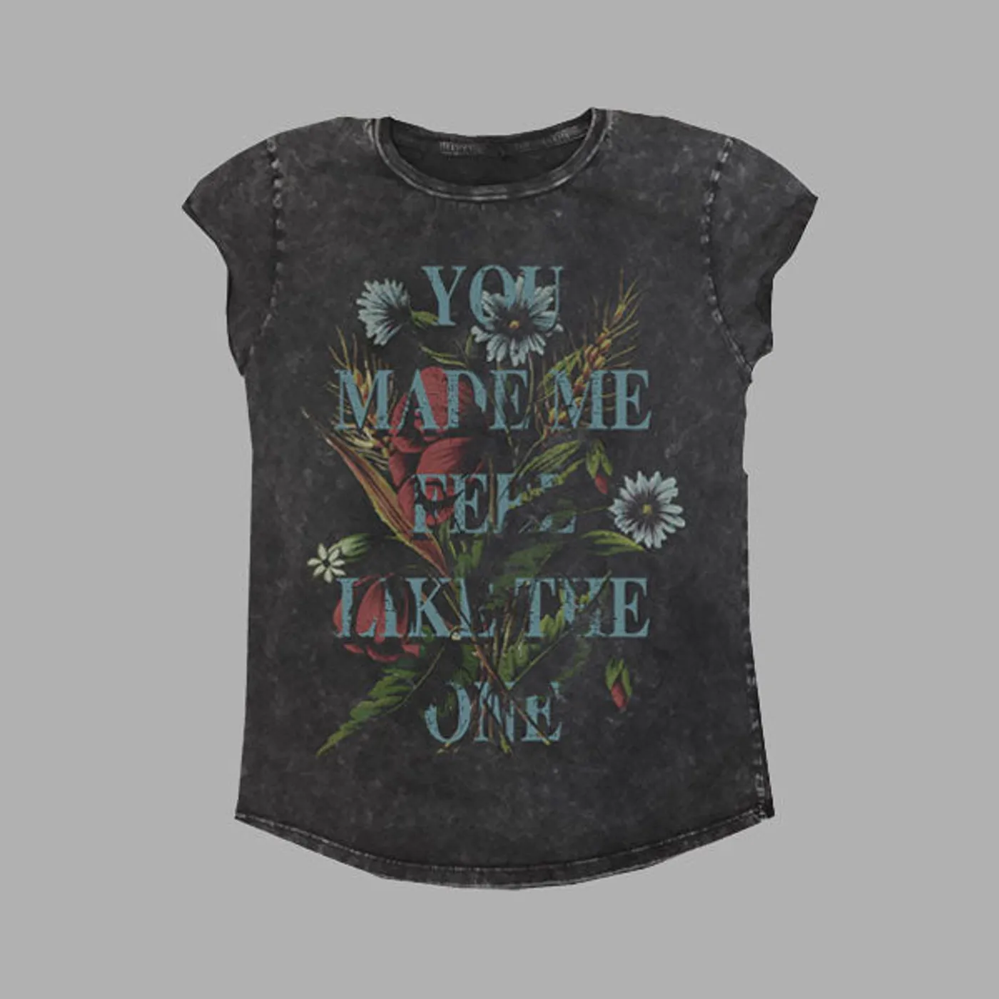 Stereophonics FLORAL WOMANS ACID WASHED BLACK T-SHIRT