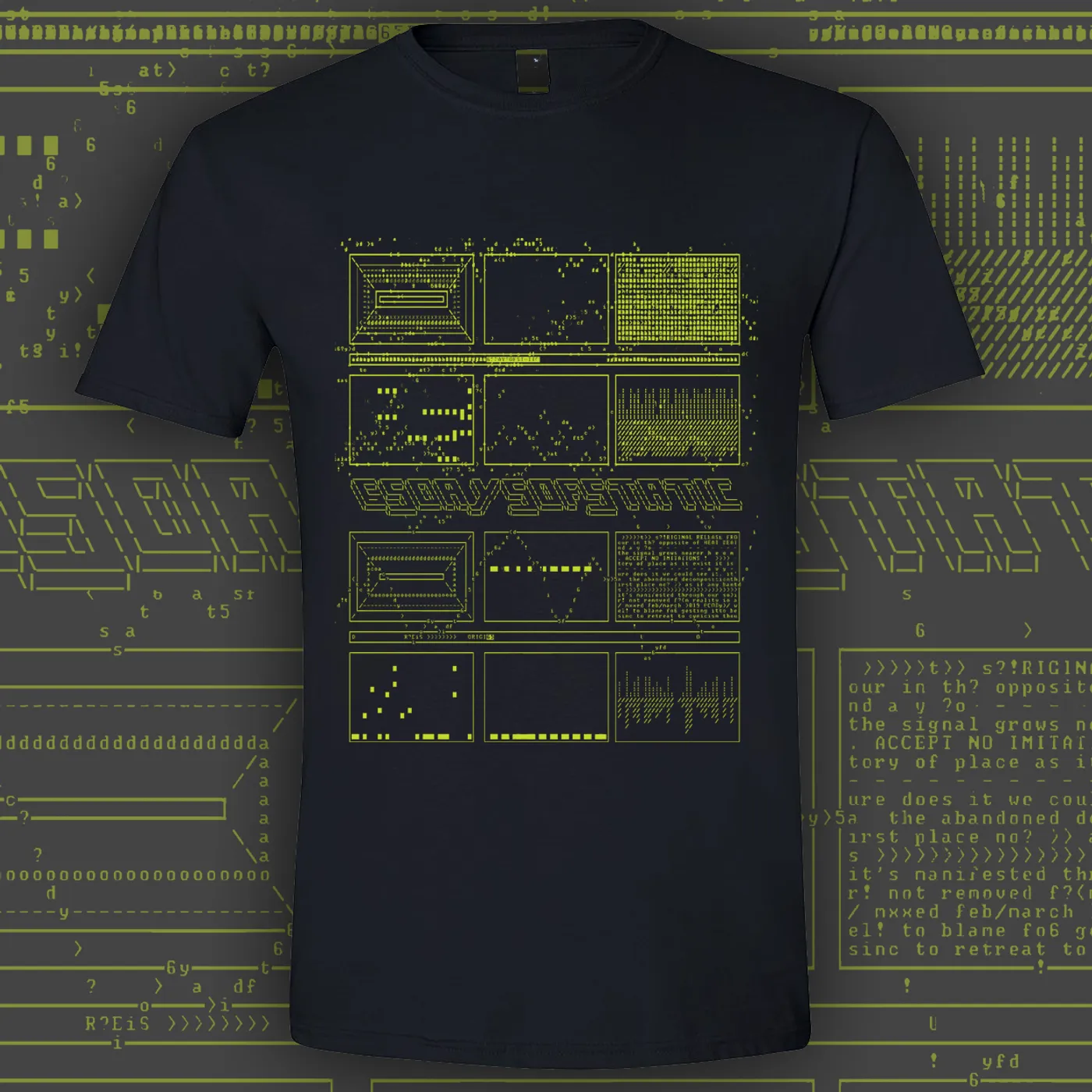 65daysofstatic ASCII GREEN BLACK T-SHIRT