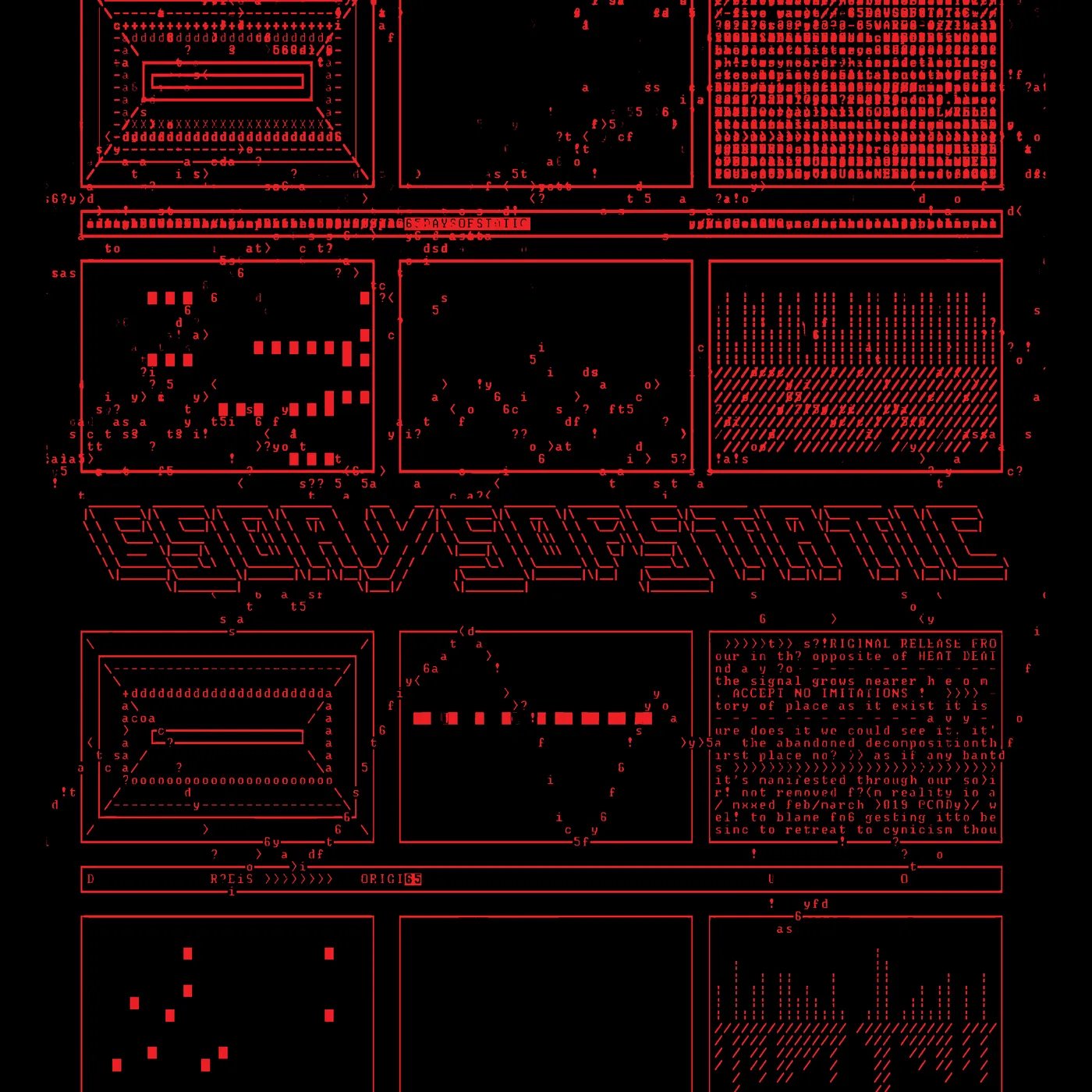 65daysofstatic ASCII RED BLACK T-SHIRT