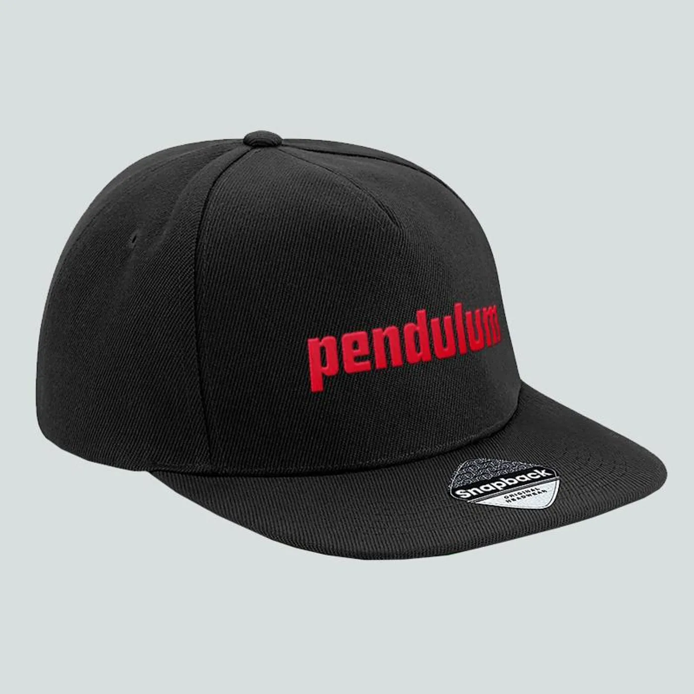 Pendulum EMBROIDERED RED TEXT LOGO BLACK CAP