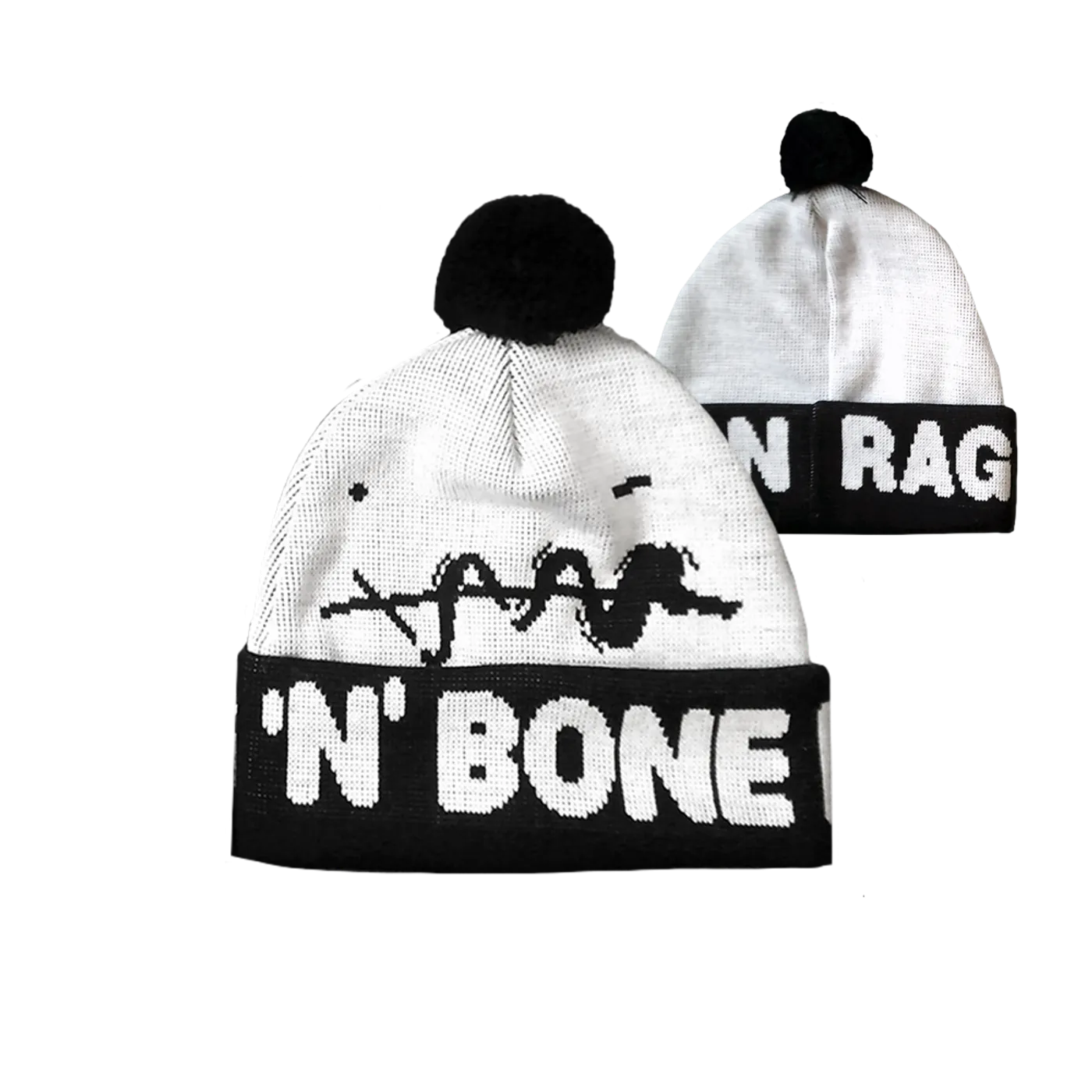 Rag'n'Bone Man Smiley White Bobble Hat
