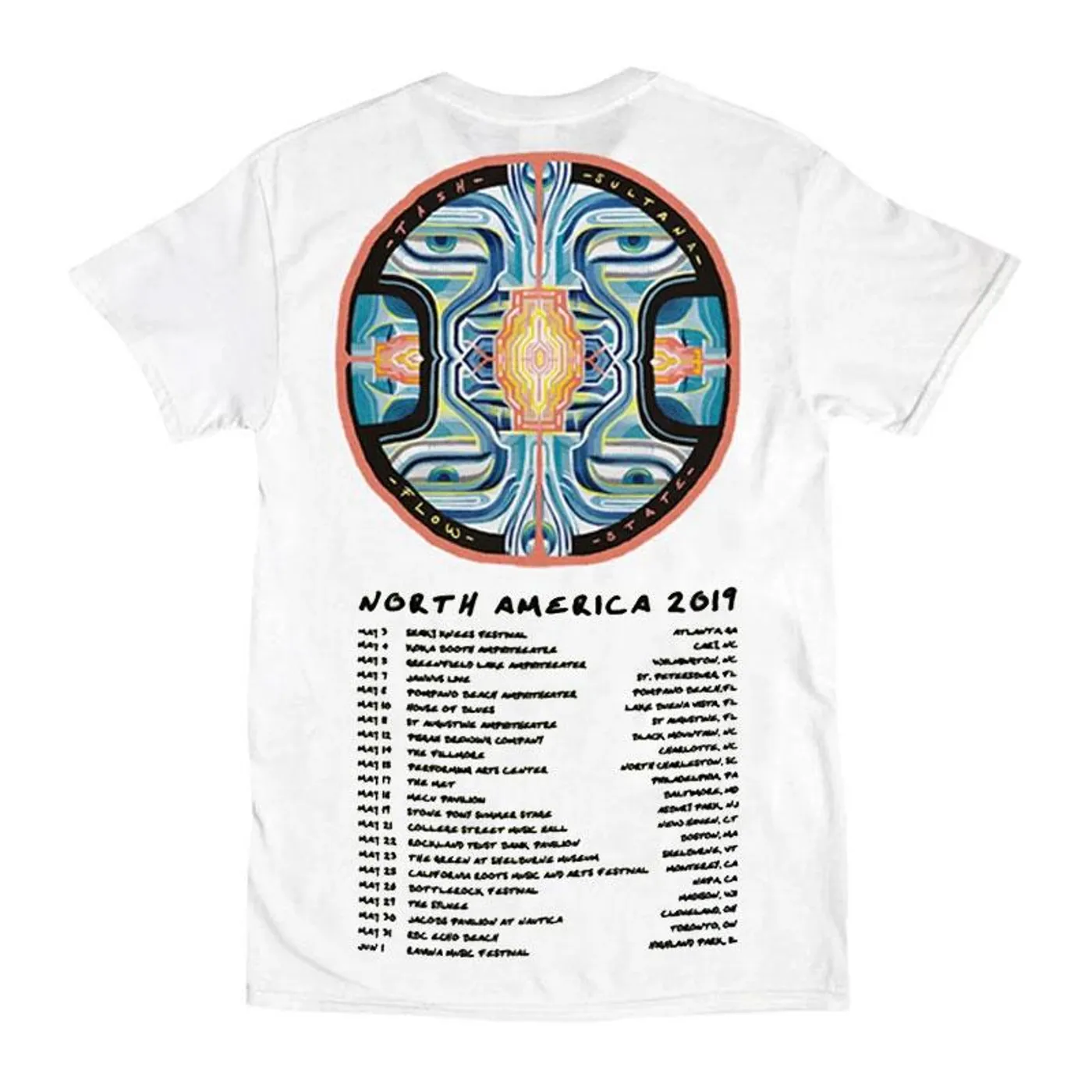 Tash Sultana FLOW STATE NORTH AMERICA 2019 TOUR WHITE TEE SHIRT