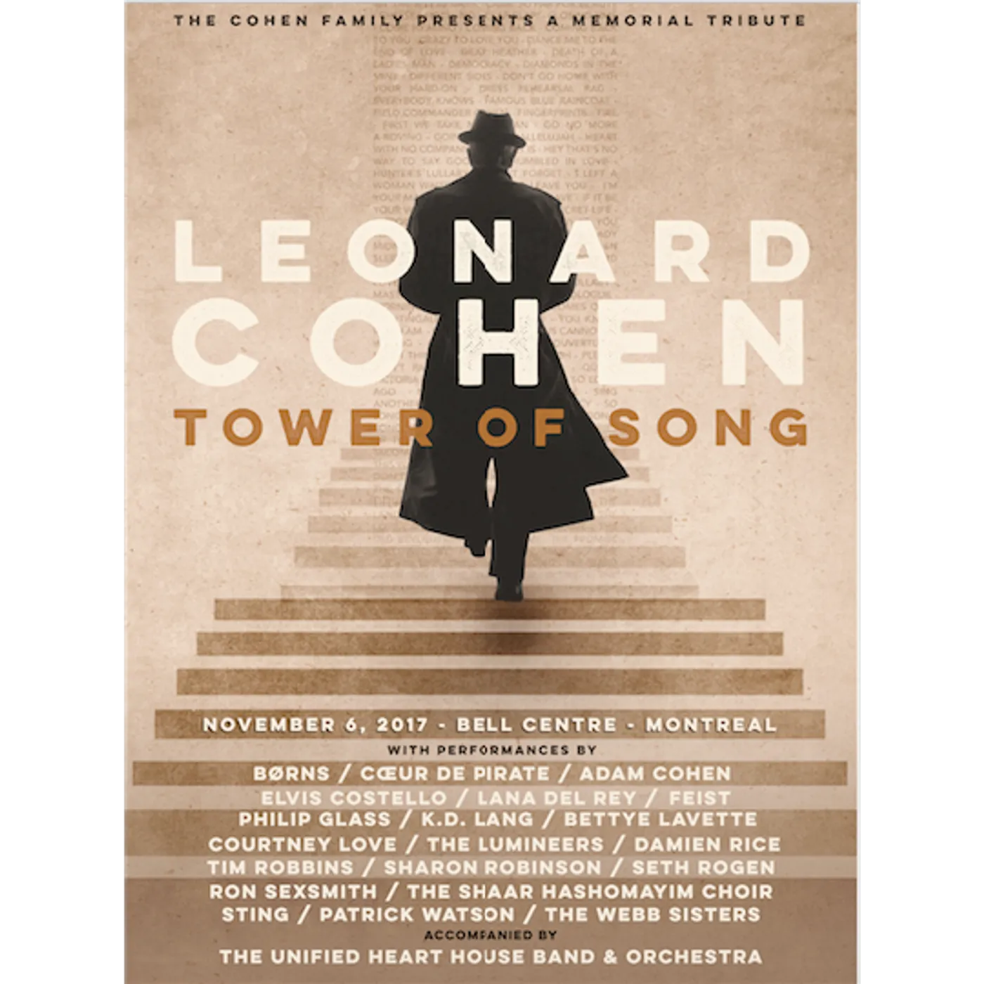Leonard Cohen MONTREAL EVENT LITHO POSTER (18"X24")