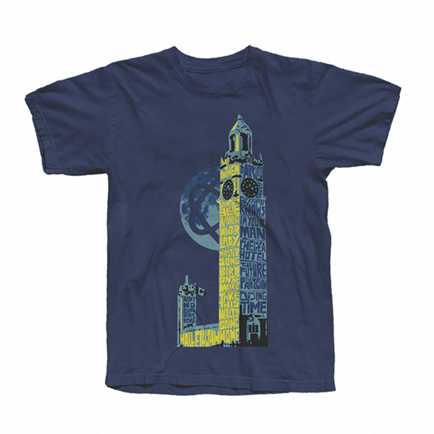 Leonard Cohen NAVY MONTREAL TOWER OF SONG T-Shirt