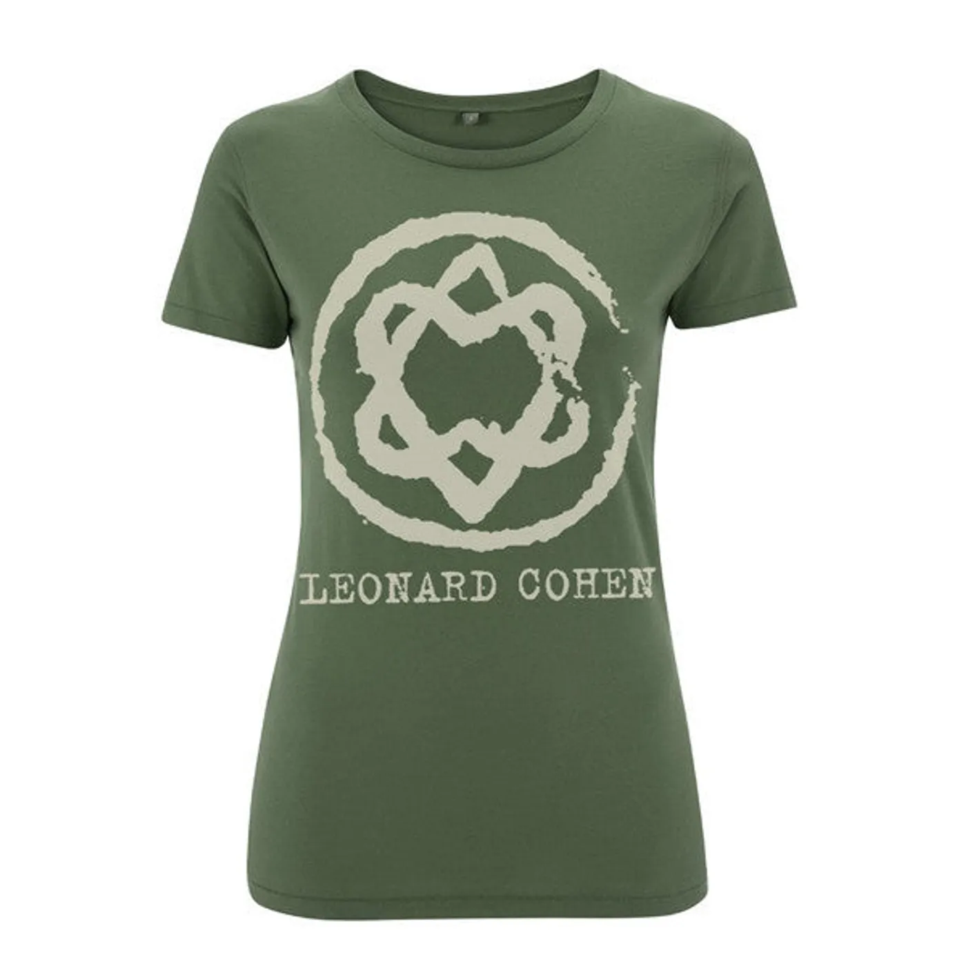 Leonard Cohen Military Green Unified Heart Ladies Slim Fit T-Shirt