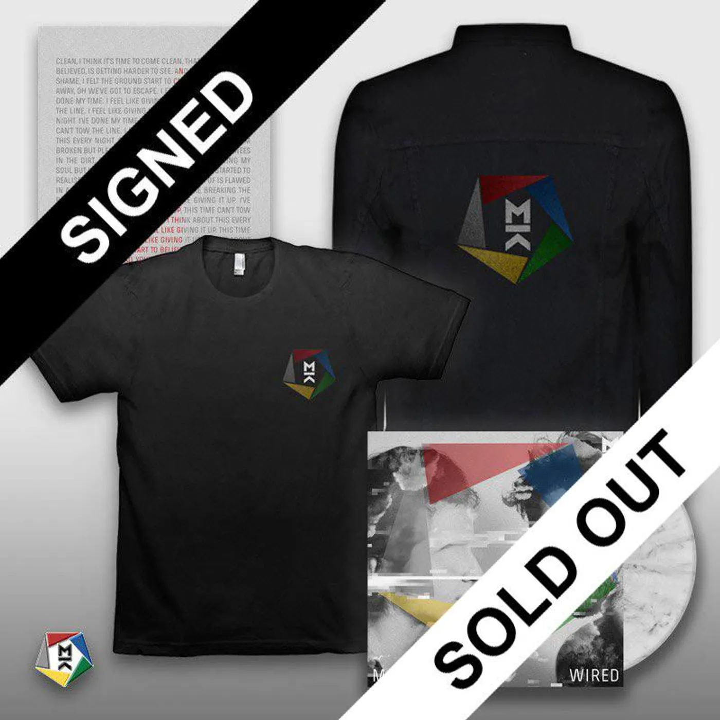 Mallory Knox SIGNED WIRED CD + TEE + PIN + ART PRINT + JACKET SUPER BUNDLE