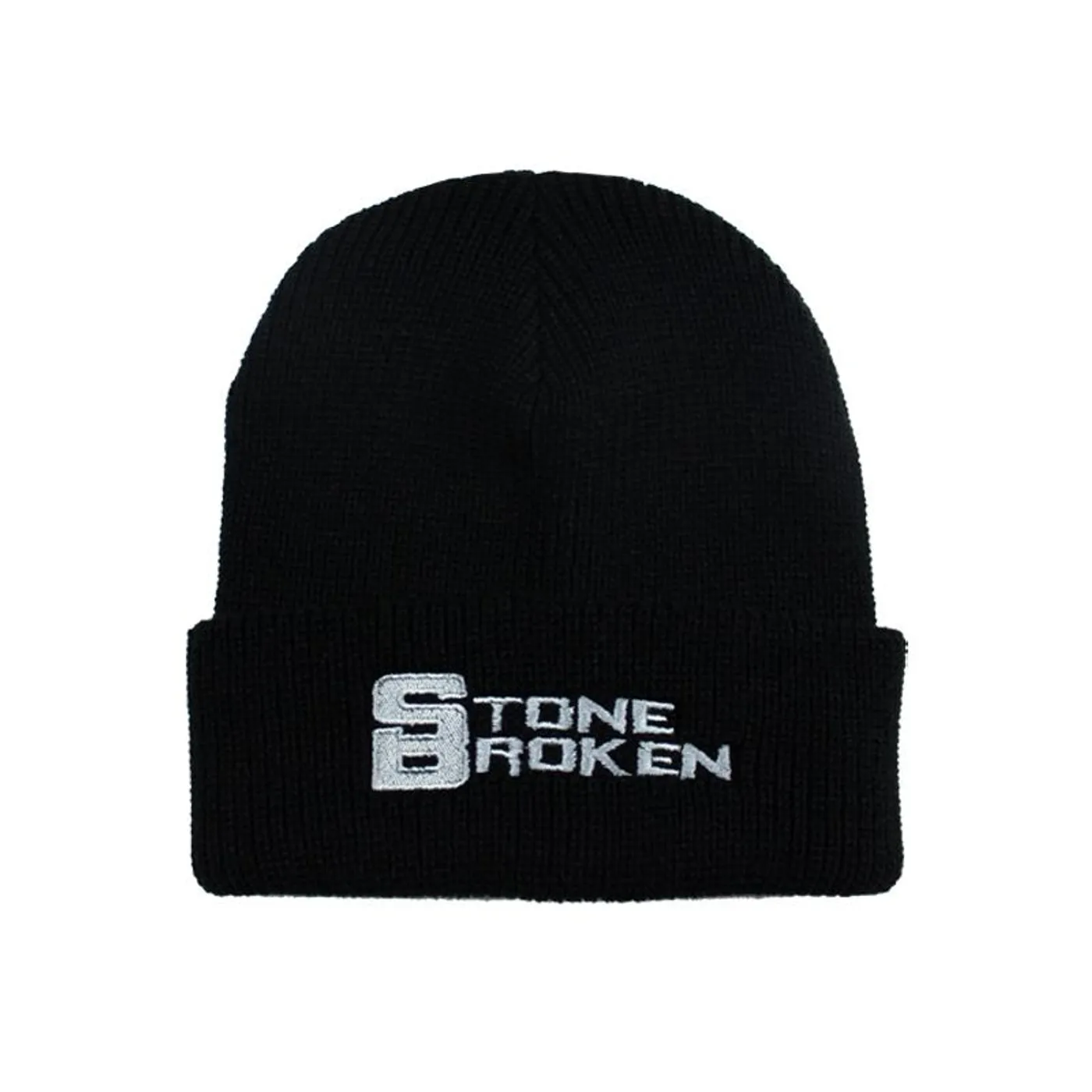 Stone Broken Black Logo Black Beanie