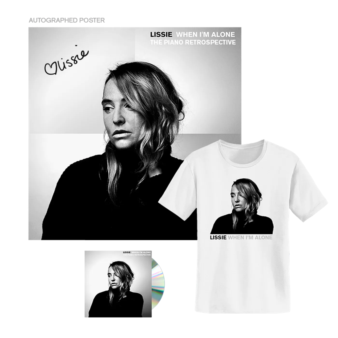 Lissie WHEN I'M ALONE: THE PIANO RETROSPECTIVE CD/TEE BUNDLE