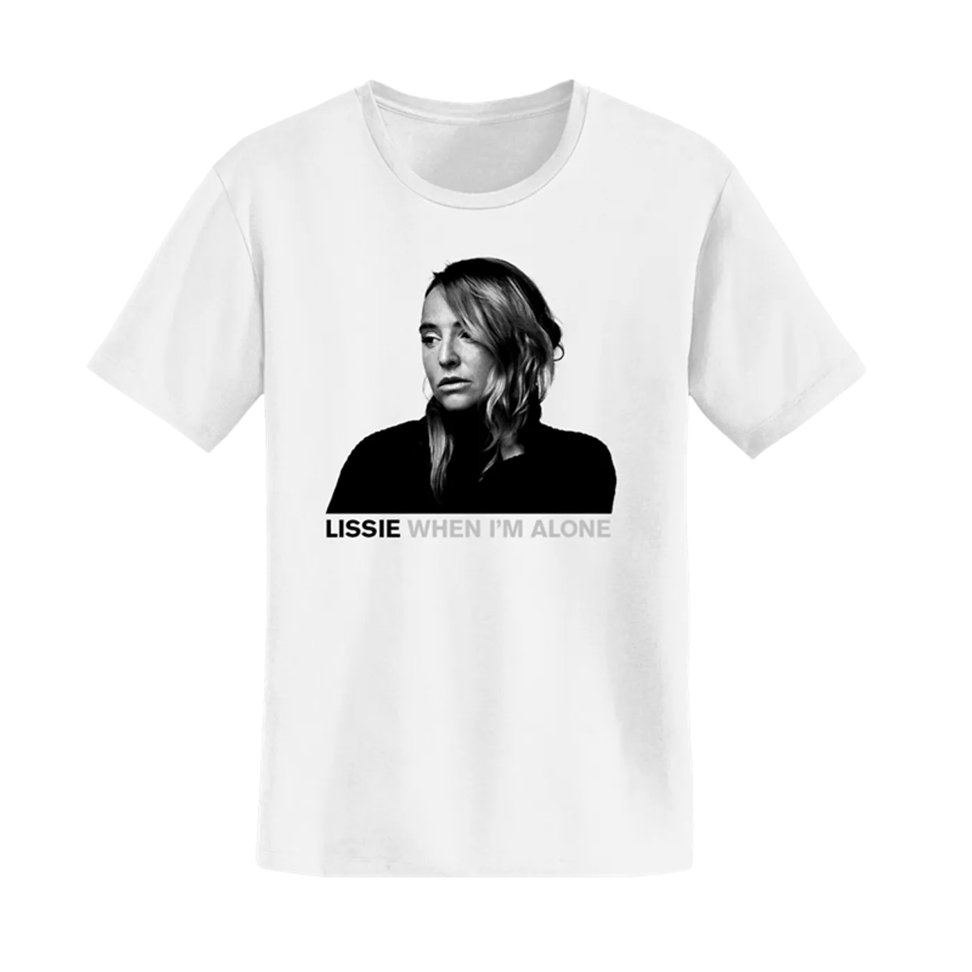 Lissie WHEN I'M ALONE: THE PIANO RESTROSPECTIVE ALBUM COVER WHITE TEE