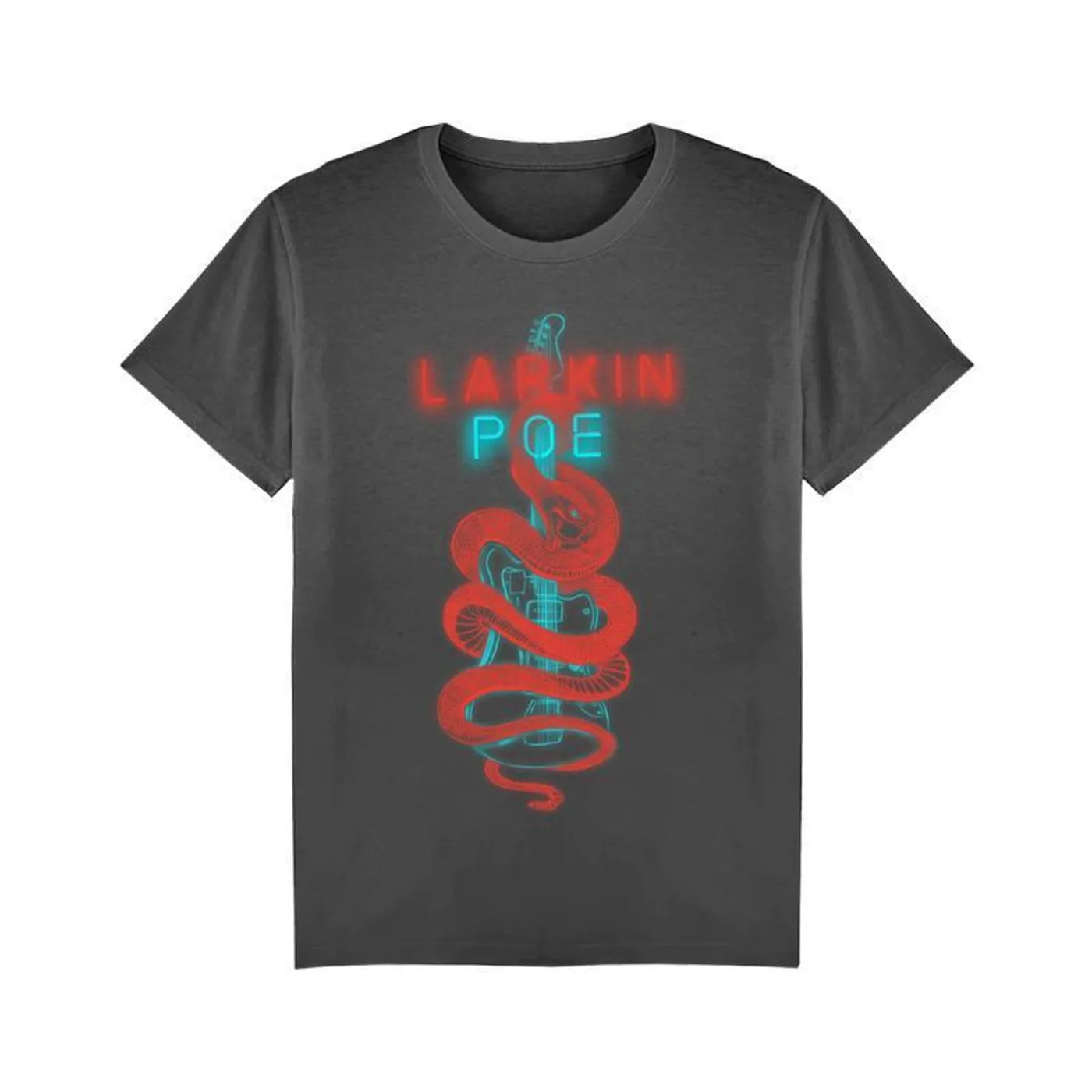 Larkin Poe Snake Guitar Charcoal Tee