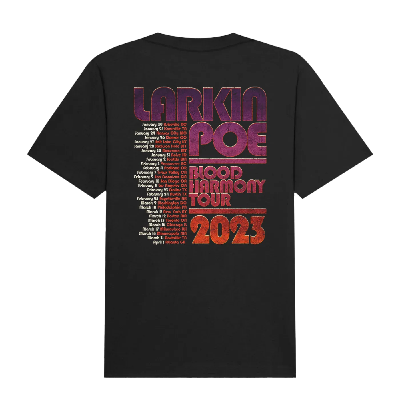 Larkin Poe Blood Harmony 2023 Tour T-Shirt