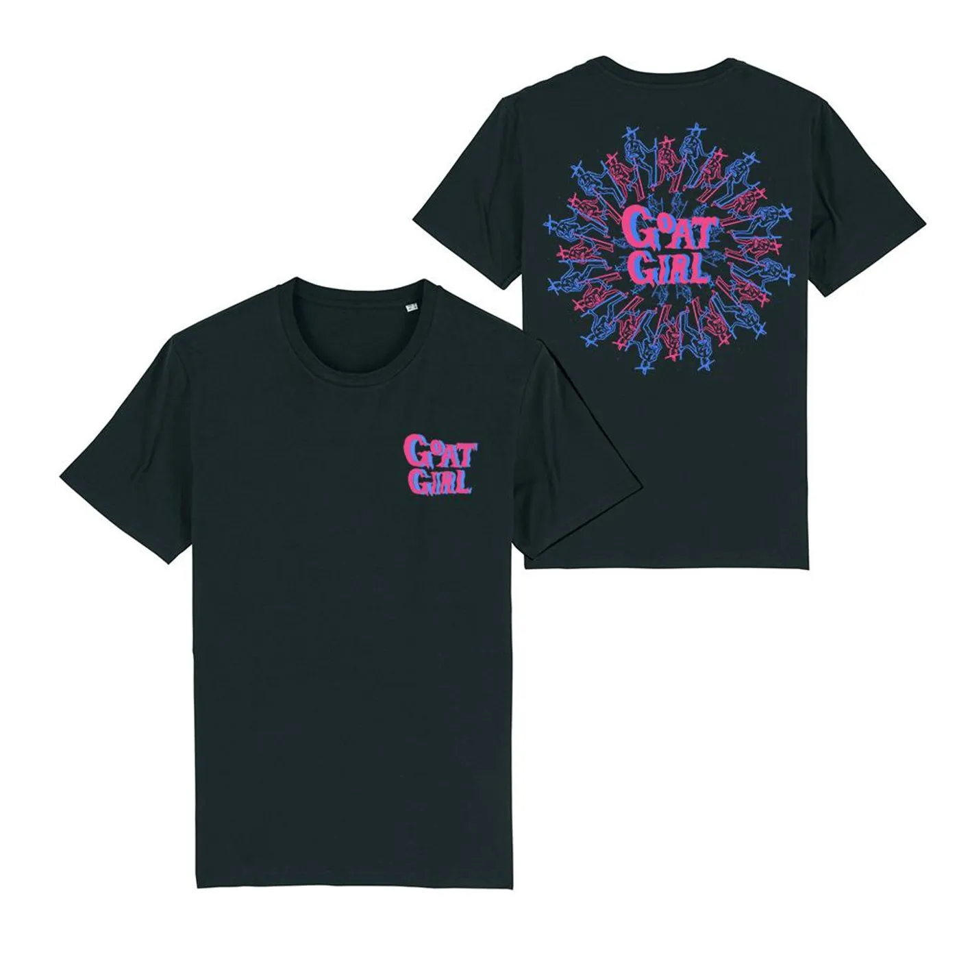 Goat Girl CIRCULAR DESIGN BLACK ORGANIC T-SHIRT