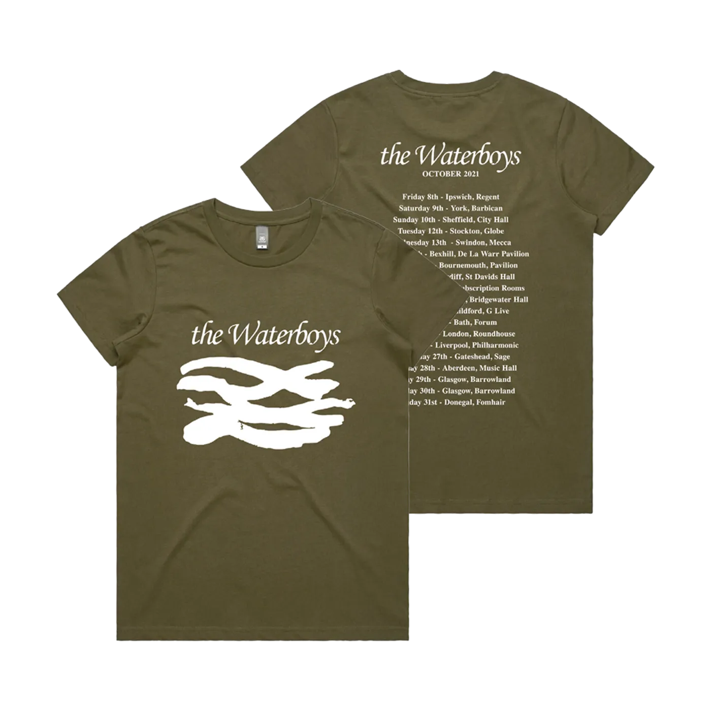 THE WATERBOYS 2021 ARMY GREEN TOUR T-SHIRT