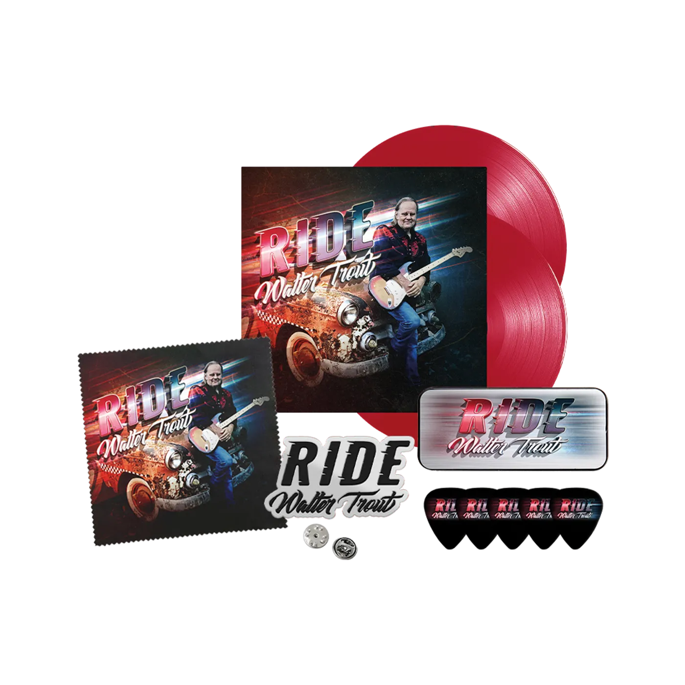 Walter Trout - Ride (Signed Red Vinyl) Accessories Bundle